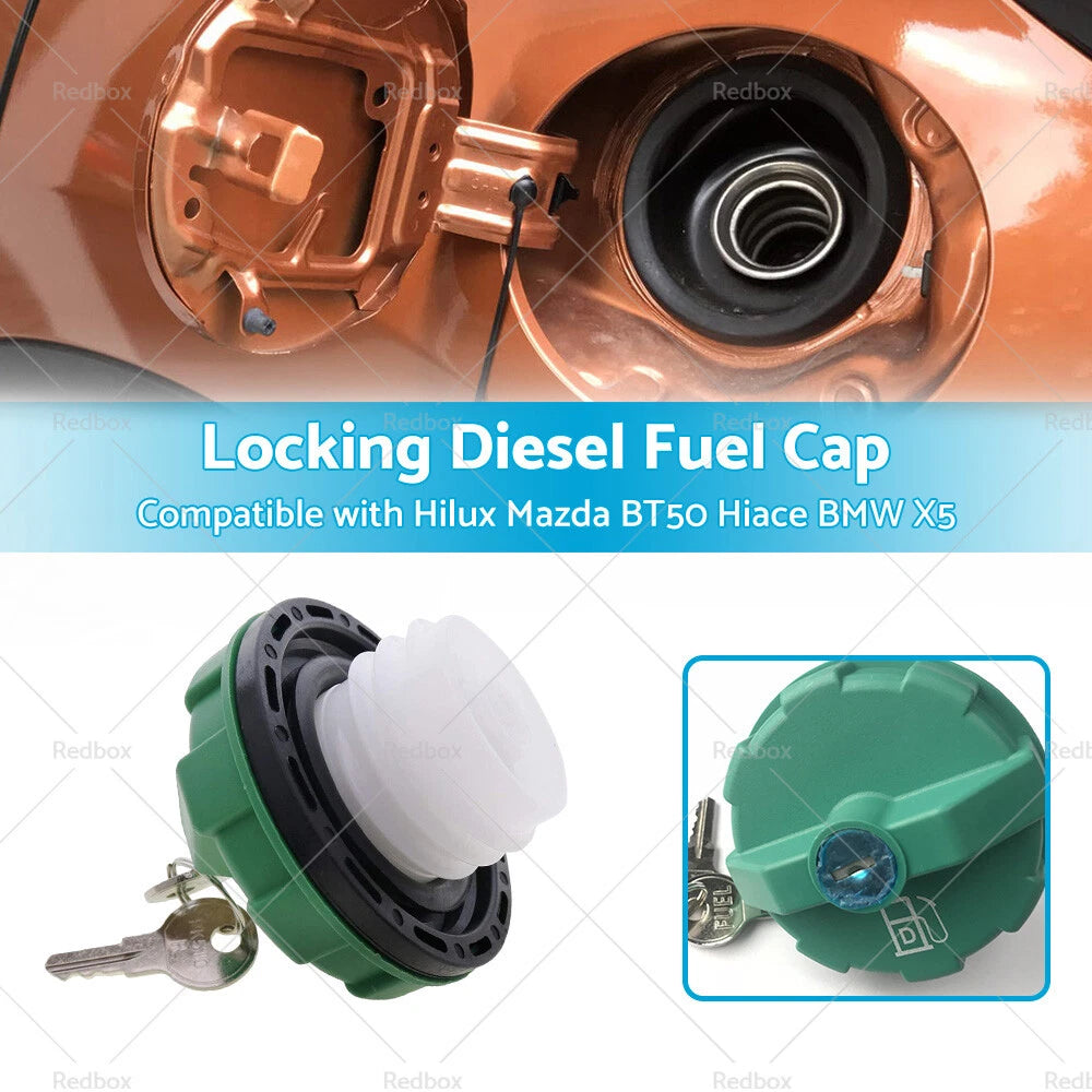 Diesel Fuel Cap w/ Key for Hilux, Mazda BT50, Landcruiser, Ranger, Triton (2005-2023)