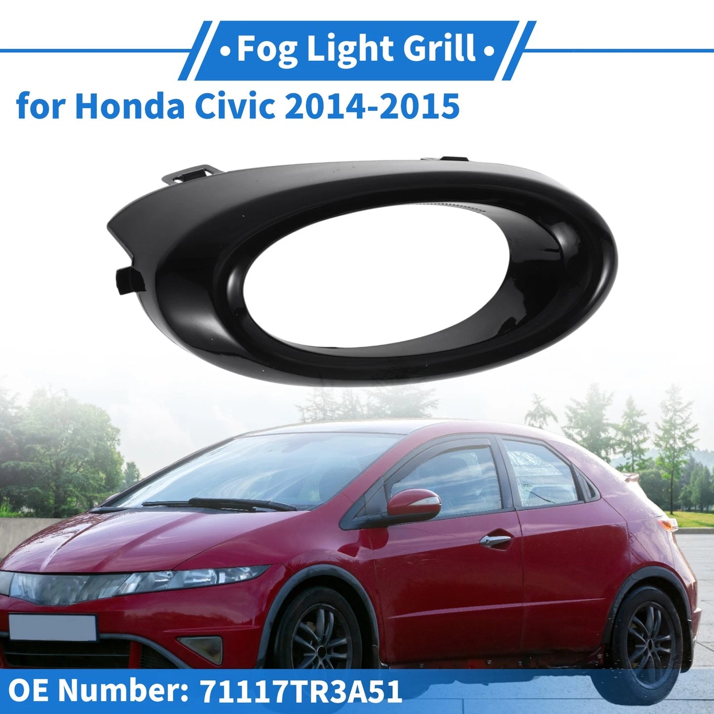 Front Left Fog Light Grill for Honda Civic (2014-2015)