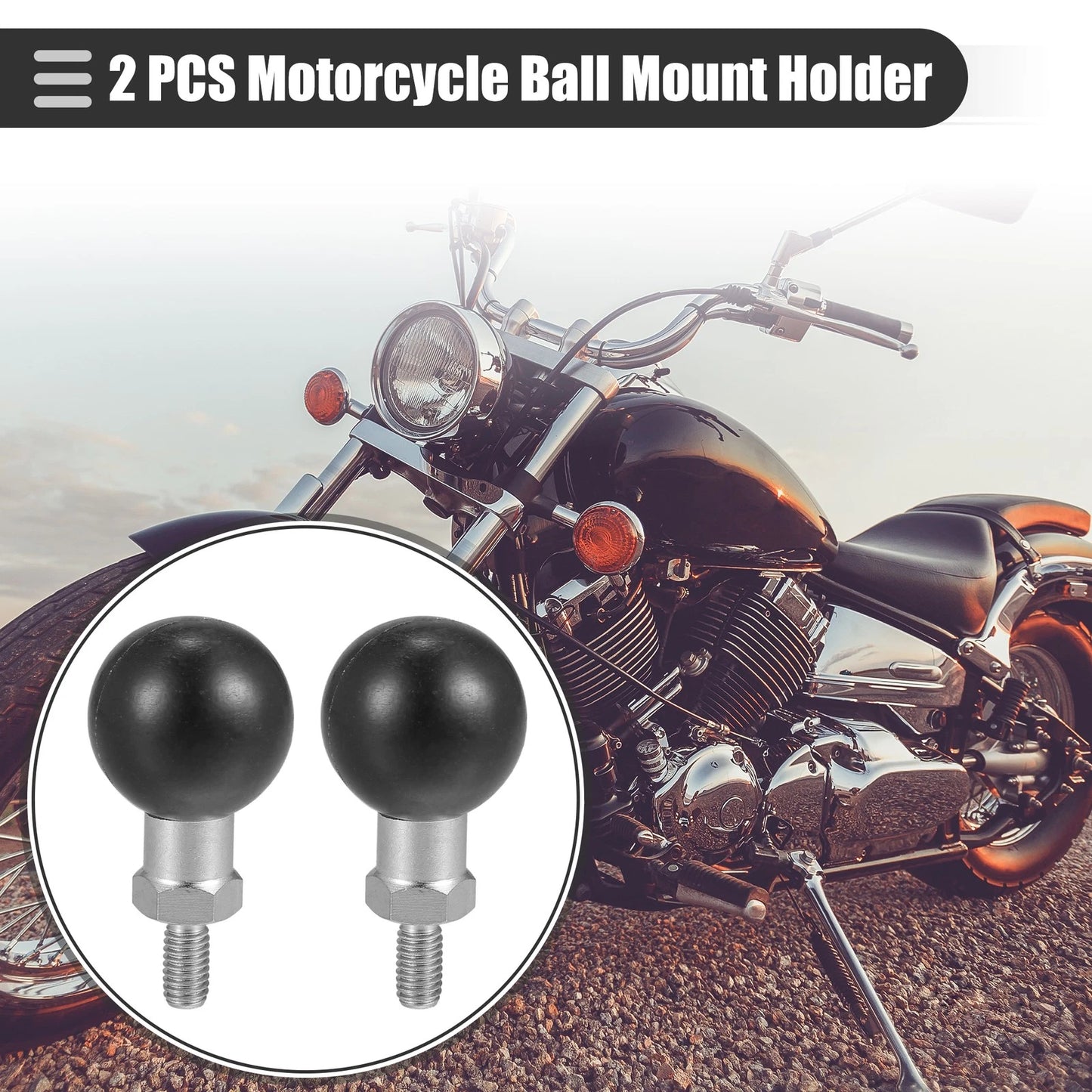 2pcs 25mm Motorcycle Ball Mount Holder Ball Adapter with M6 Bolt for Make Model