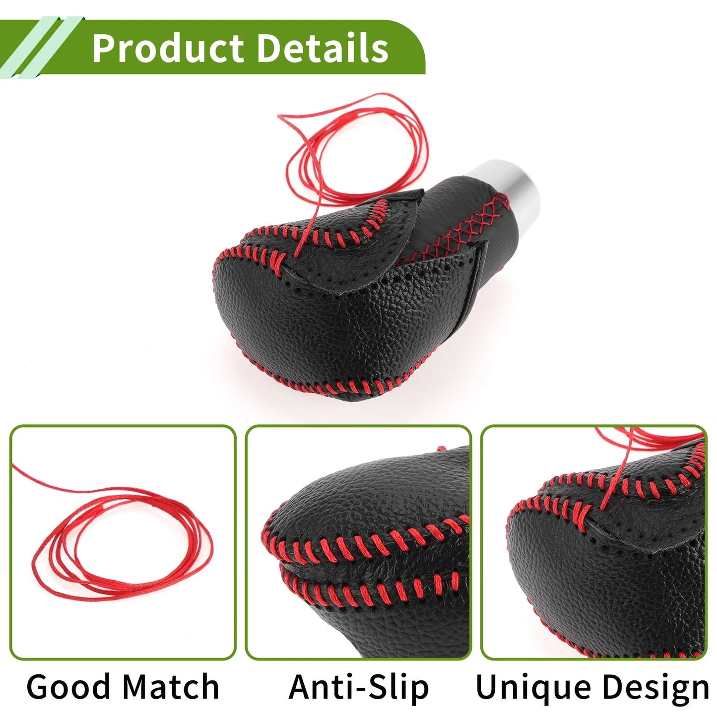 1 Pc Gear Shift Knob Cover for Toyota CH-R (2018-2022) Pebbled Black Red