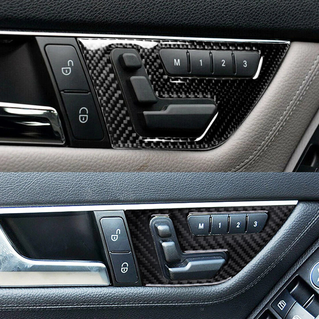 Carbon Fiber Interior Door Shift Panel Trim for Benz W204 (2007-2013)