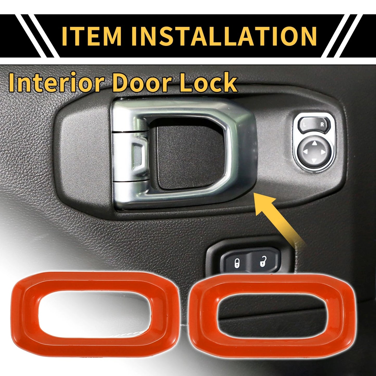 2 x Door Lock Switch Button Trim Covers for Jeep Wrangler JL JLU (2018-2023)