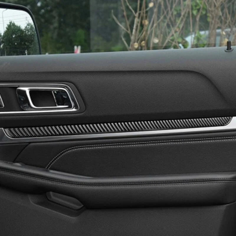 Carbon Fiber Car Door Panel Strip Trim Fit For Ford Explorer 2013-2019