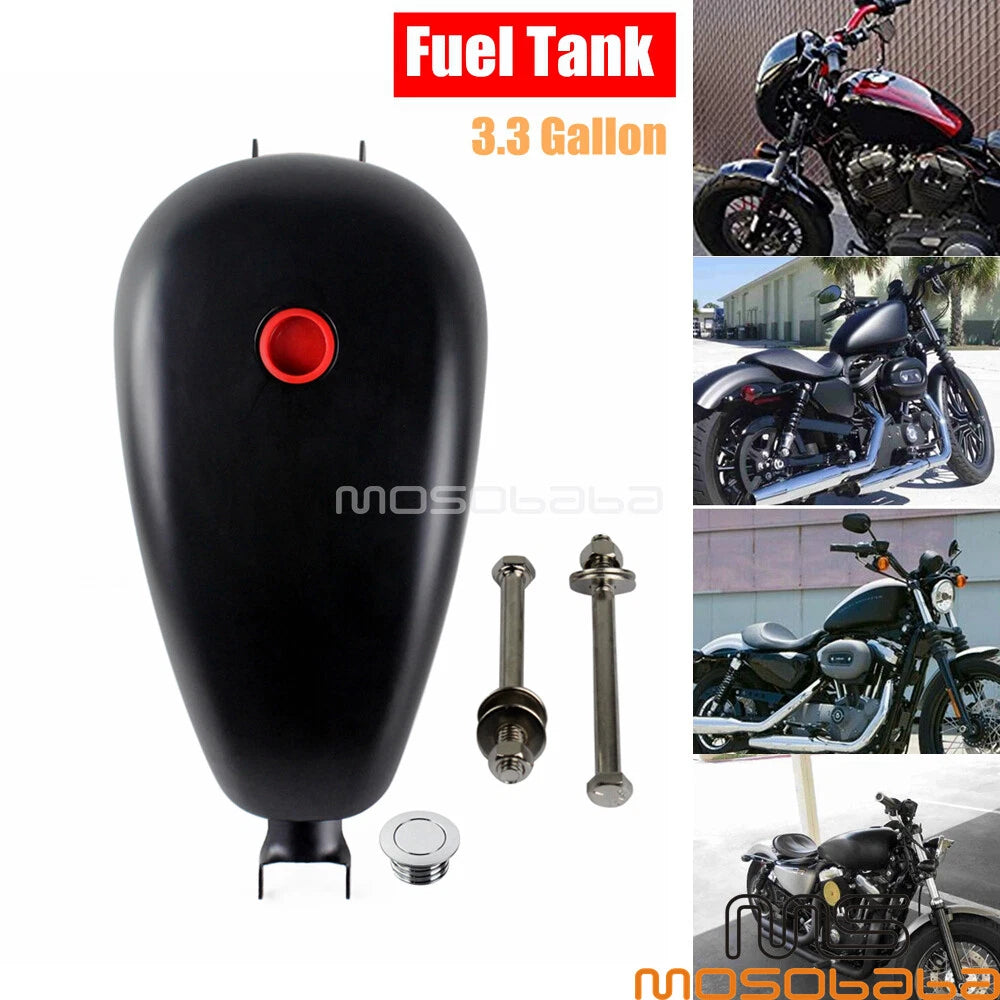 3.3 Gallon Black Gas Fuel Tank Kit for Harley Sportster 1200 & 883 (2004-2023)