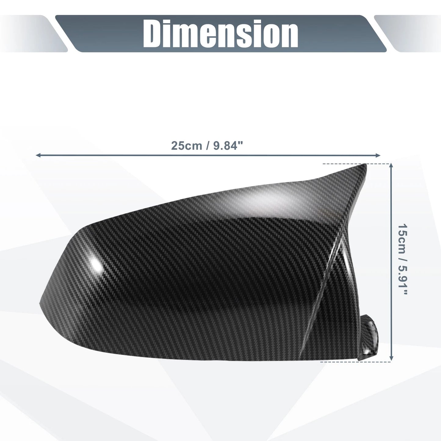 Rearview Mirror Cover Cap 2 x Black Carbon Fiber for BMW 5 6 7 Series (2009-2017)