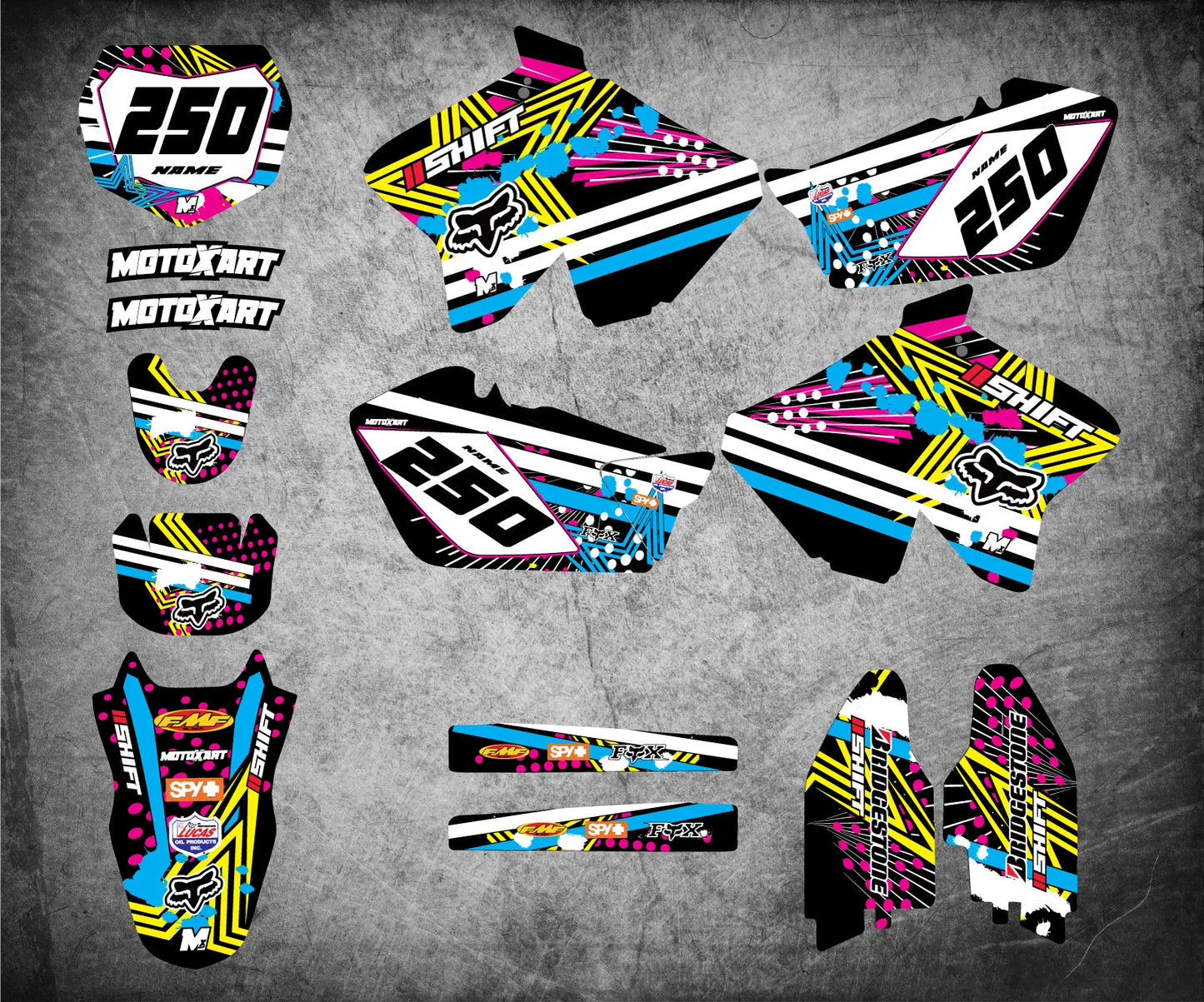 Custom Graphics Full Kit for Suzuki RM 250 (2001-2016) PINNED STYLE Stickers