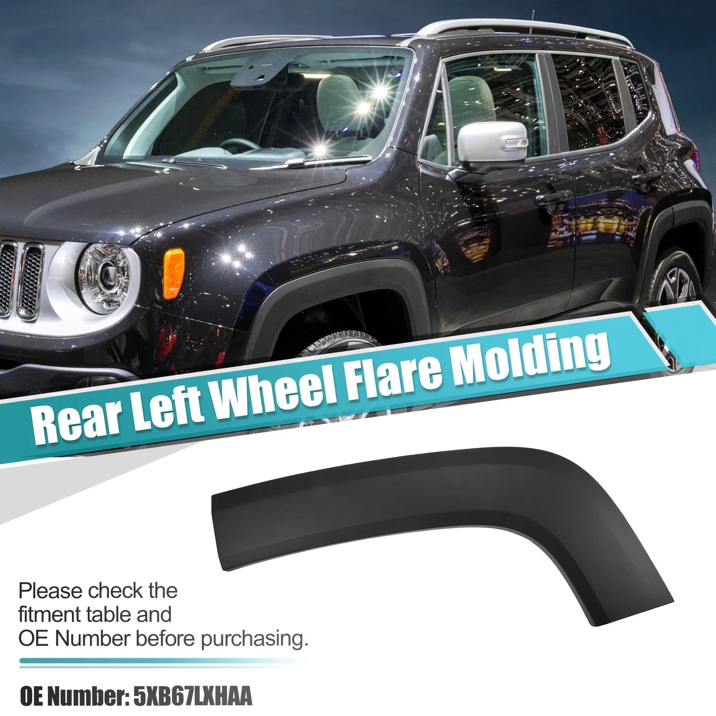 Rear Left Fender Trim for Jeep Renegade (2015-2021) - Plastic Black