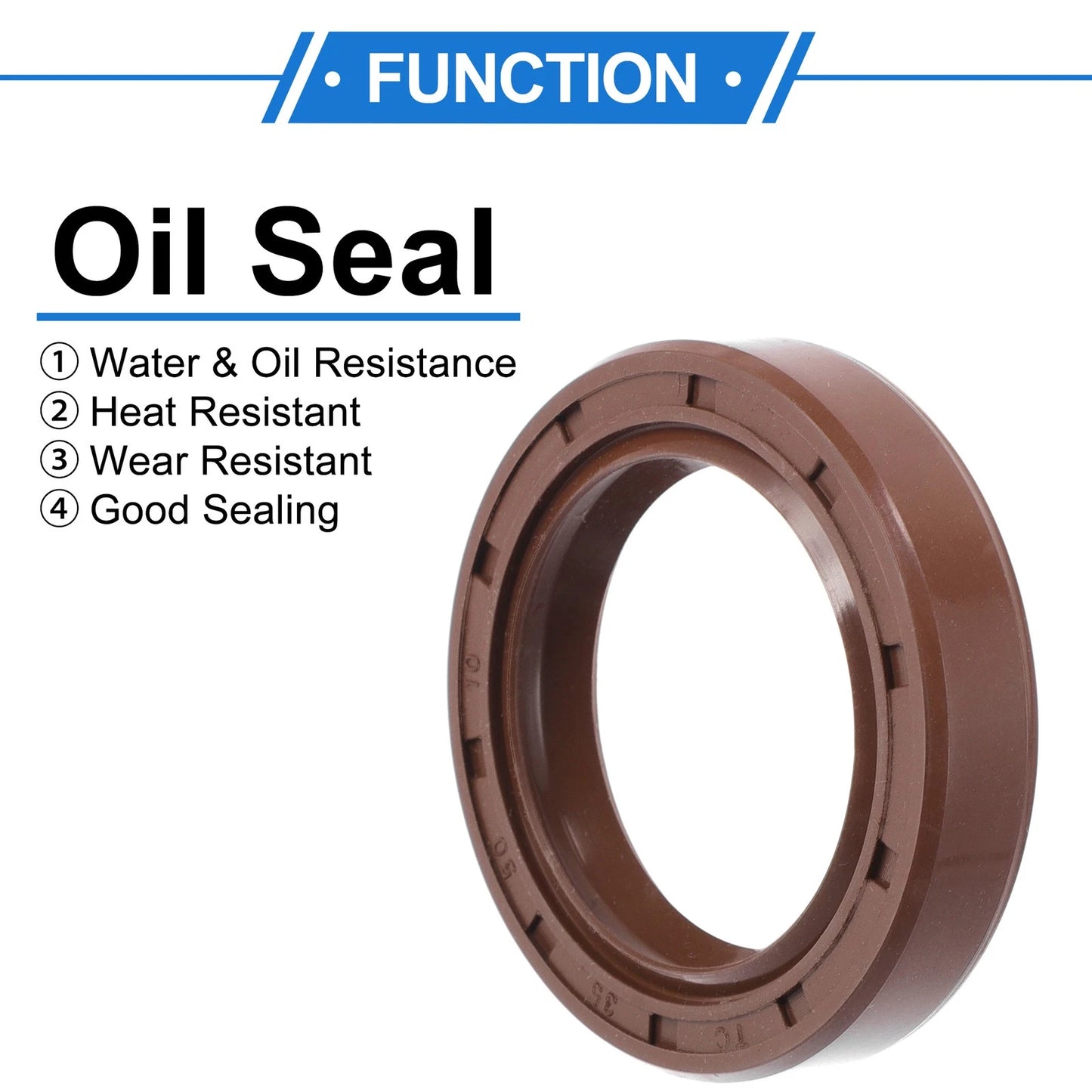 Oil Seal / 35x50x10mm / Rotary Shaft Seal FKM Rubber Brown 2x