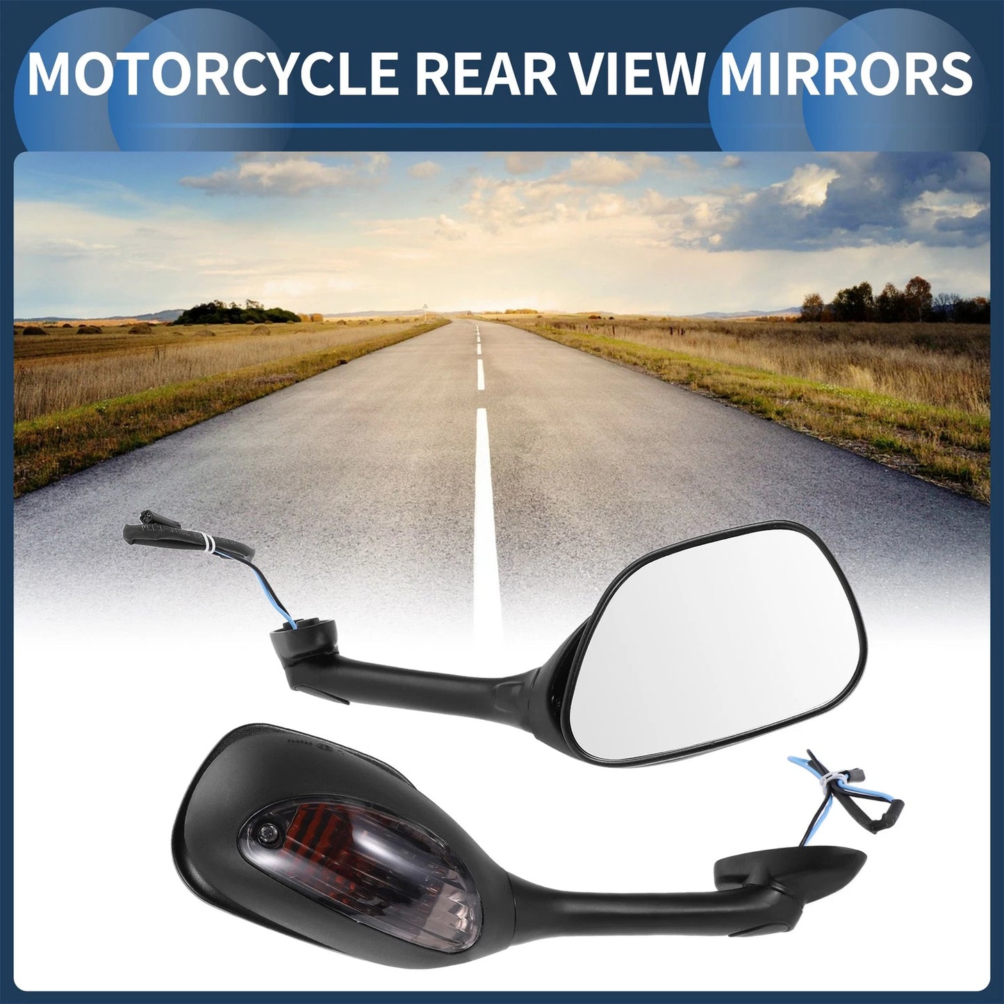 1 Set Rear View Mirrors w/ Turn Signals for Suzuki GSXR1000 (2002–2017)