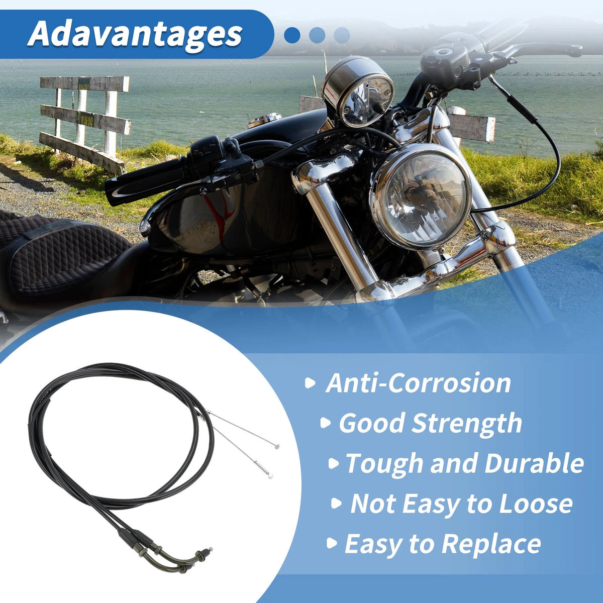 Throttle Cable / 130 cm for Harley Sportster XL883 XL1200