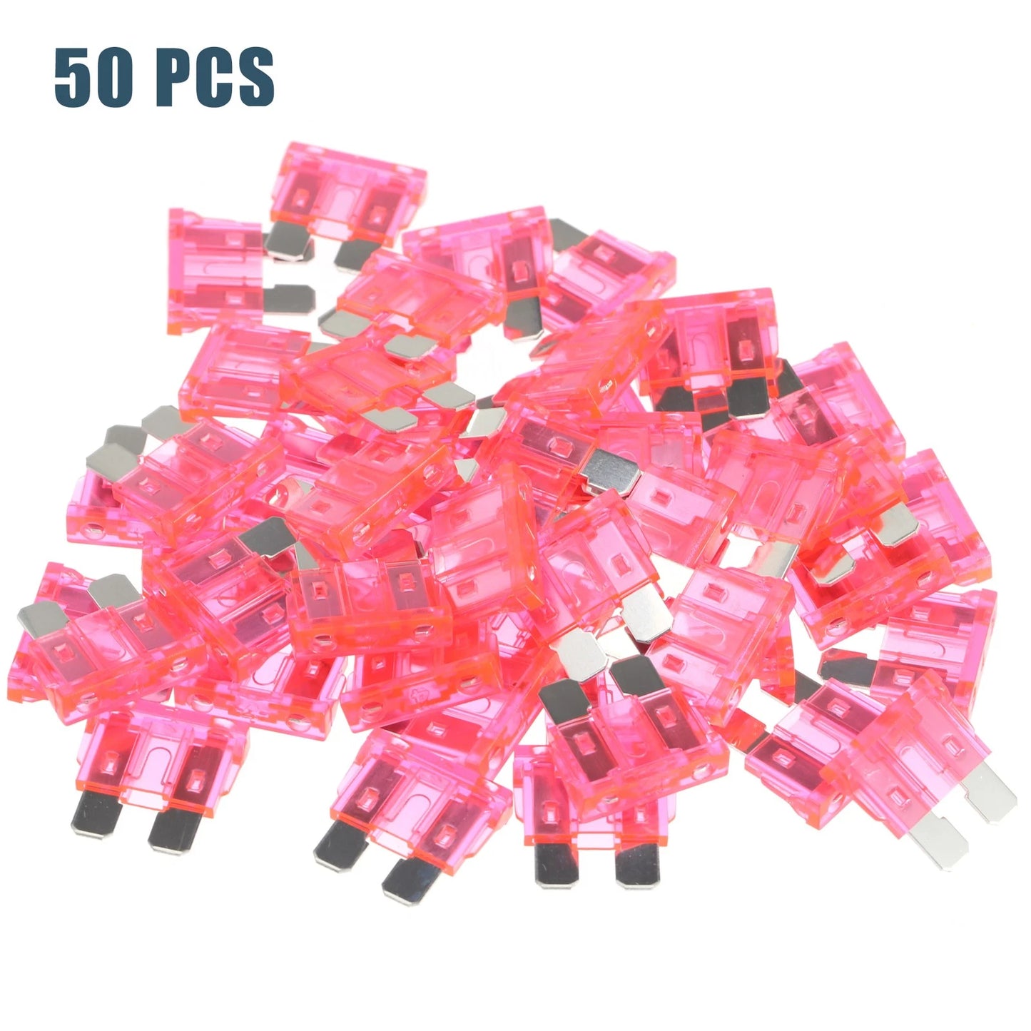 50pcs Mini Blade Fuses 4A for Cars, Boats, Trucks, SUVs, Motorcycles Pink