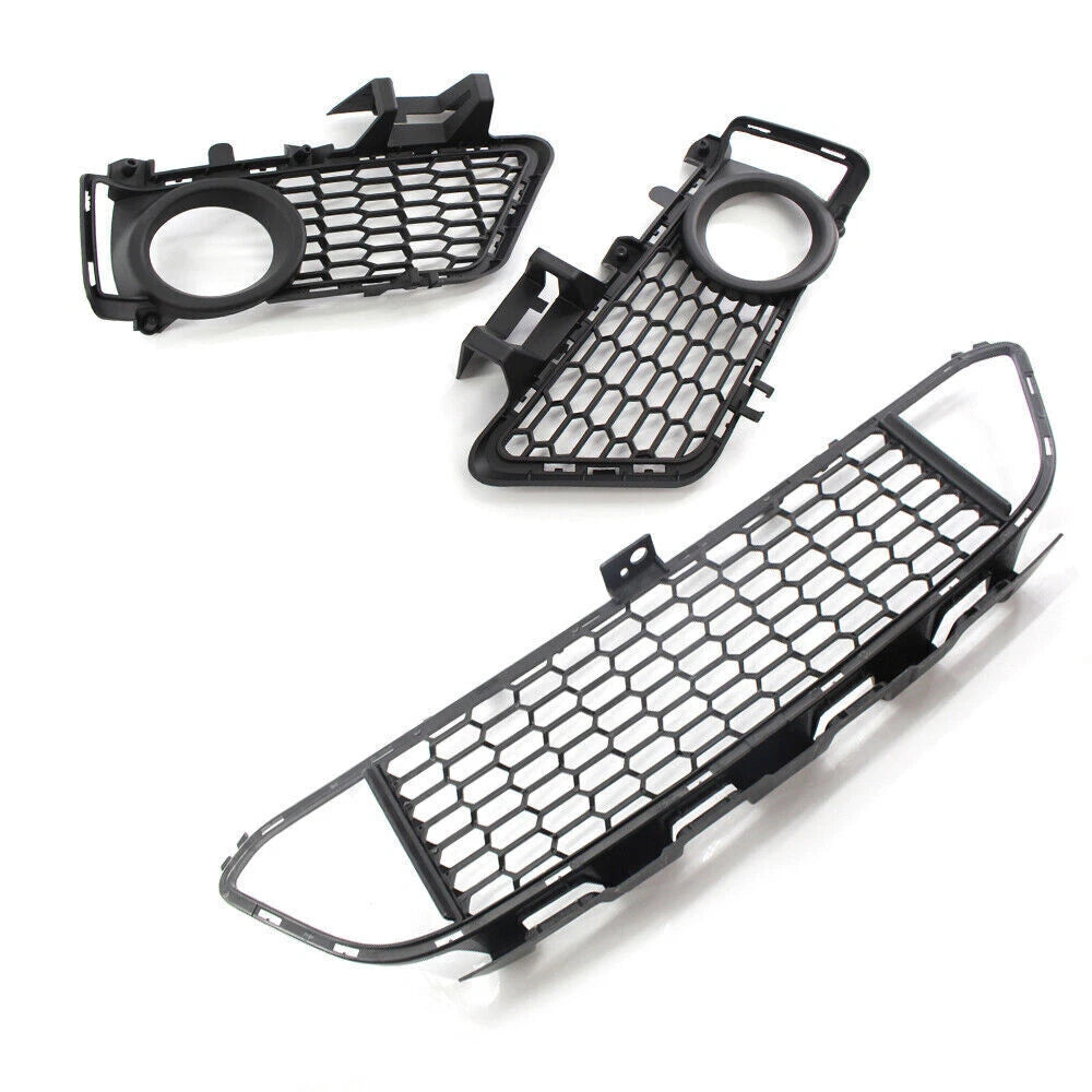 Front Lower Side Bumper Grille Fog Light Grill 3 x Pcs for BMW 3 Series (2012-2018)