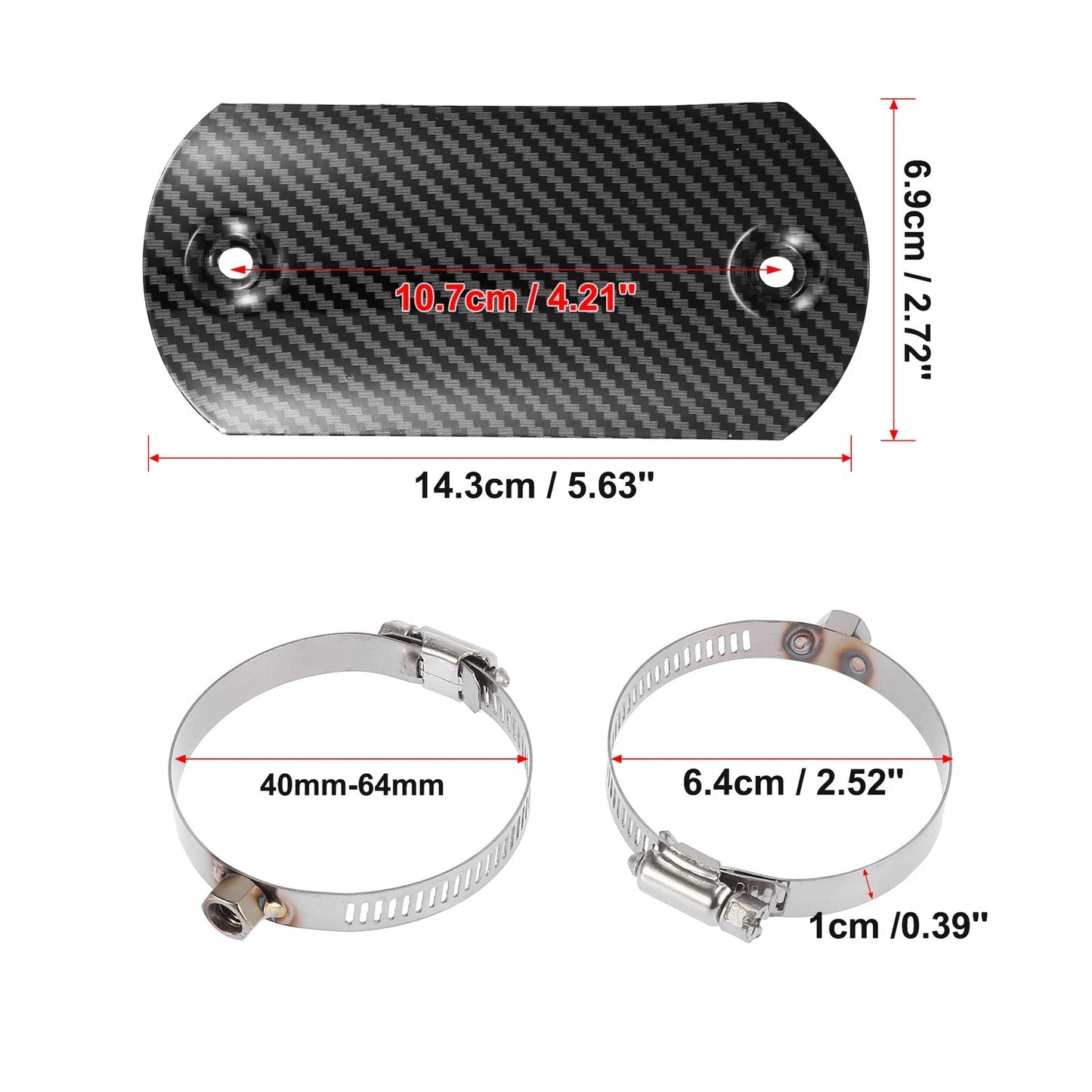 1 Set 5.63'' Exhaust Muffler Pipe Protector Carbon Fiber Pattern for Motorcycle
