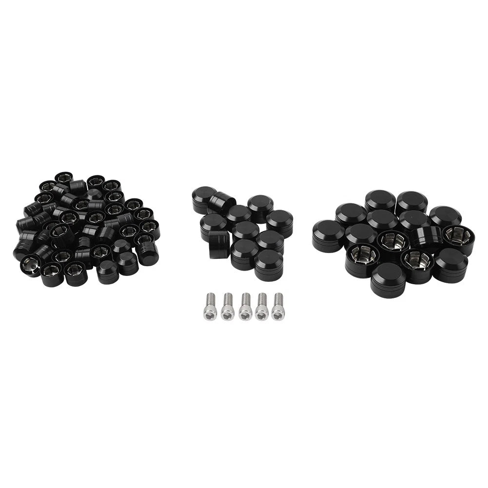 75X Black Engine Bolt Caps for Harley Touring Road King Street Glide (2007-2016)