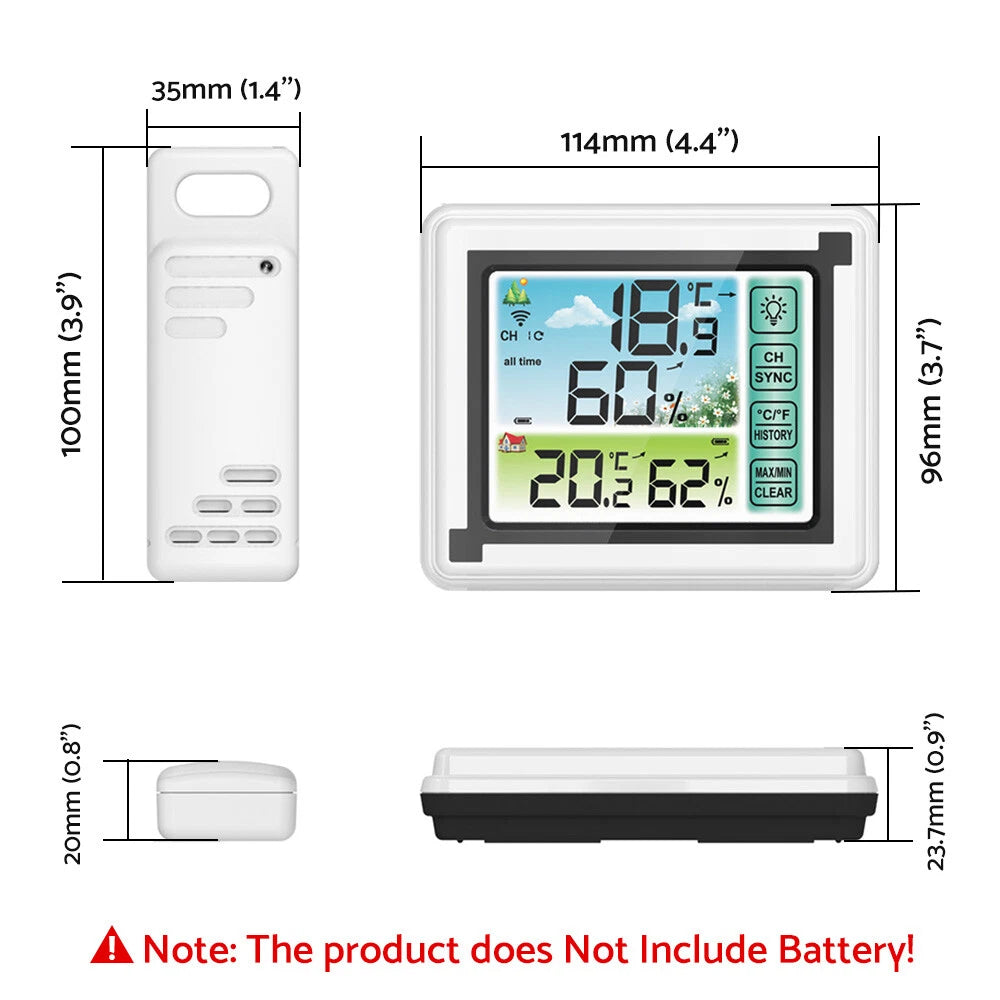 Wireless Weather Station Digital Thermometer & Humidity Monitor for Home