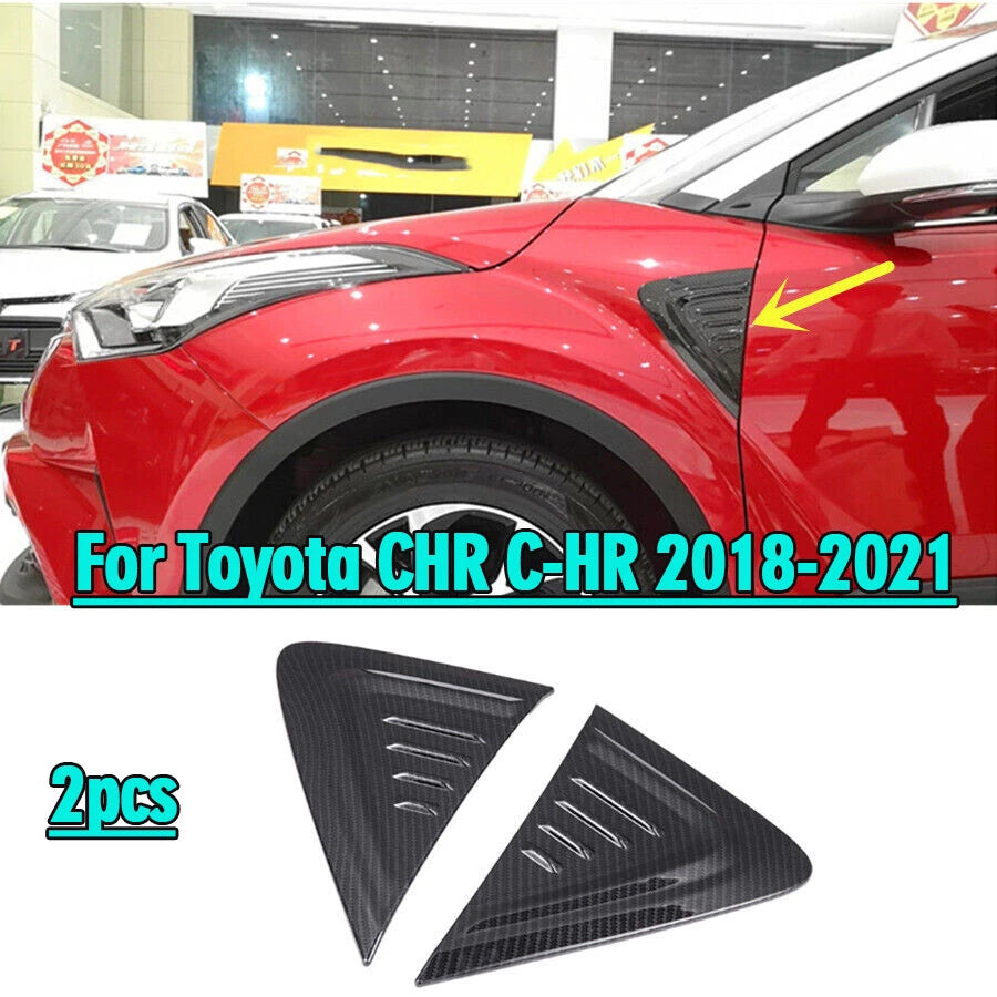 2 x Front Side Trims Cover Carbon Fiber for Toyota CHR C-HR (2018–2021)