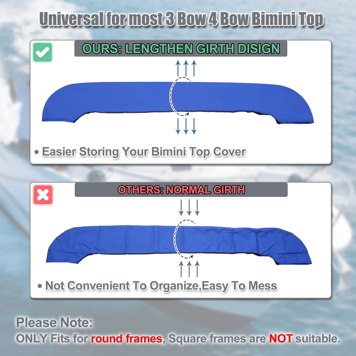 Storage Boot 73-78"W for Boat Bimini Top