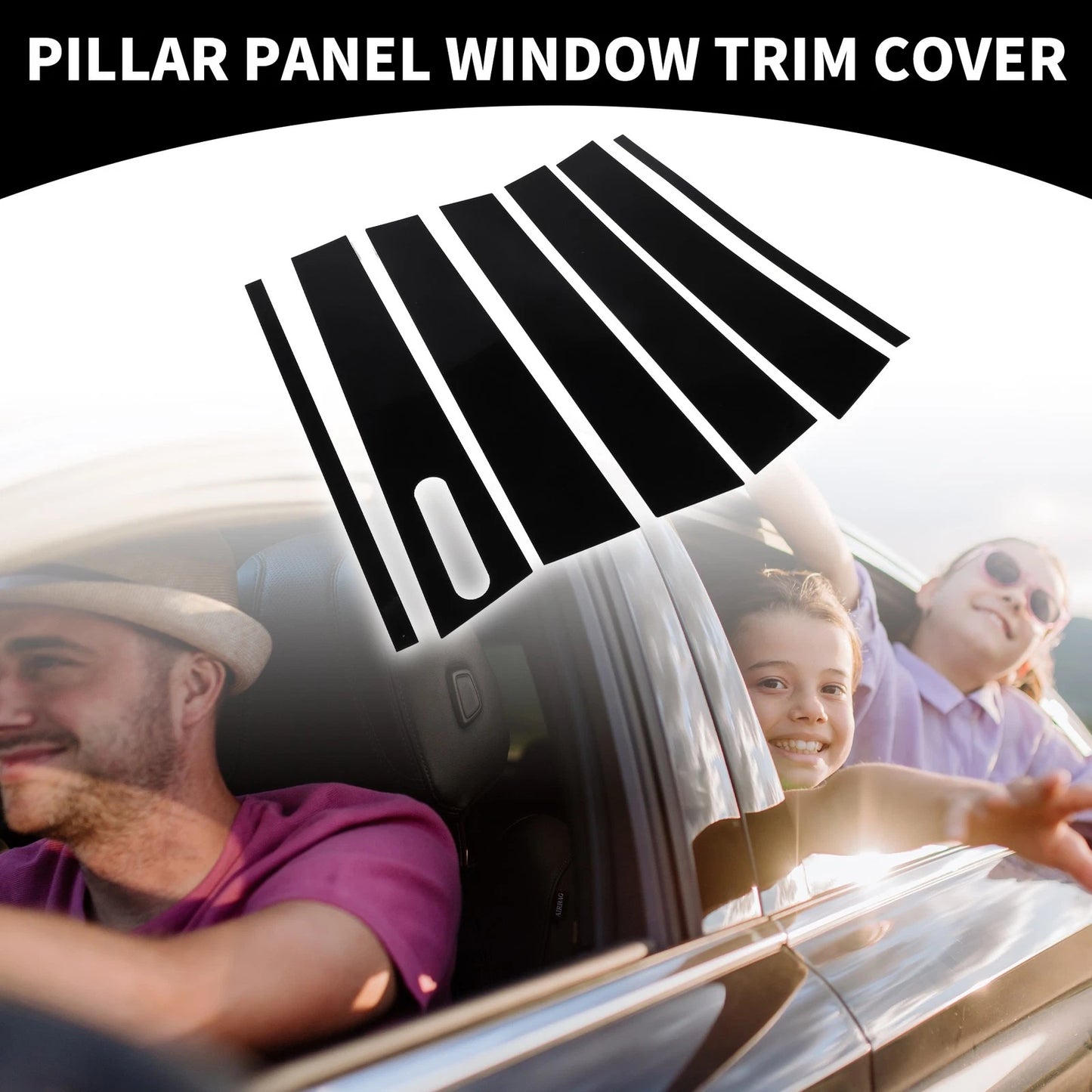 7 x Car Pillar Window Trim Covers for Ford Explorer (2002-2010) Black