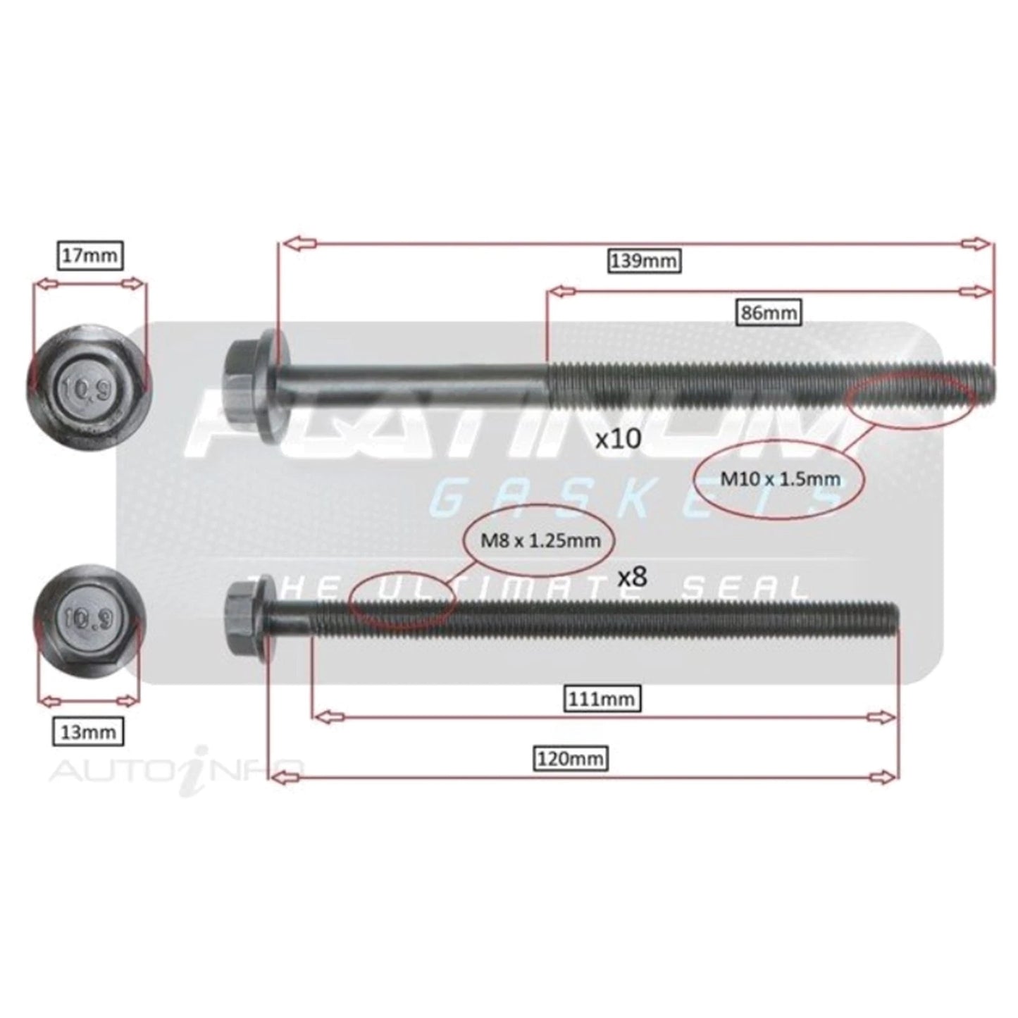 Engine Cylinder Head Bolt Set 2.2L for Ford Ranger PX (2011 - 2019)
