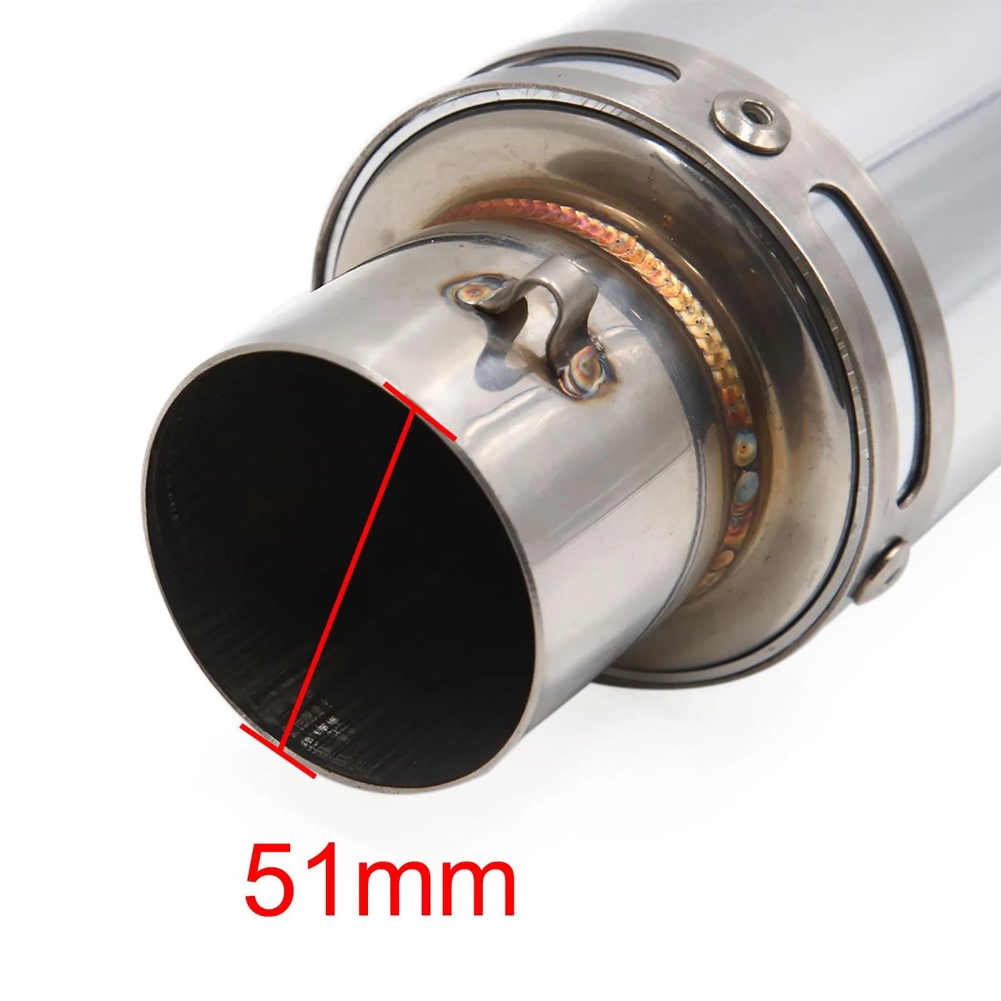 Exhaust Pipe Muffler Tip 51mm Stainless Steel Silver Tone for Motorcycle
