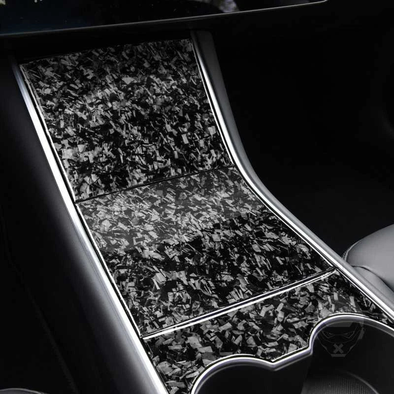 Forged Carbon Fiber Center Cup Holder Panel Trim for Tesla Model 3 2017-2022
