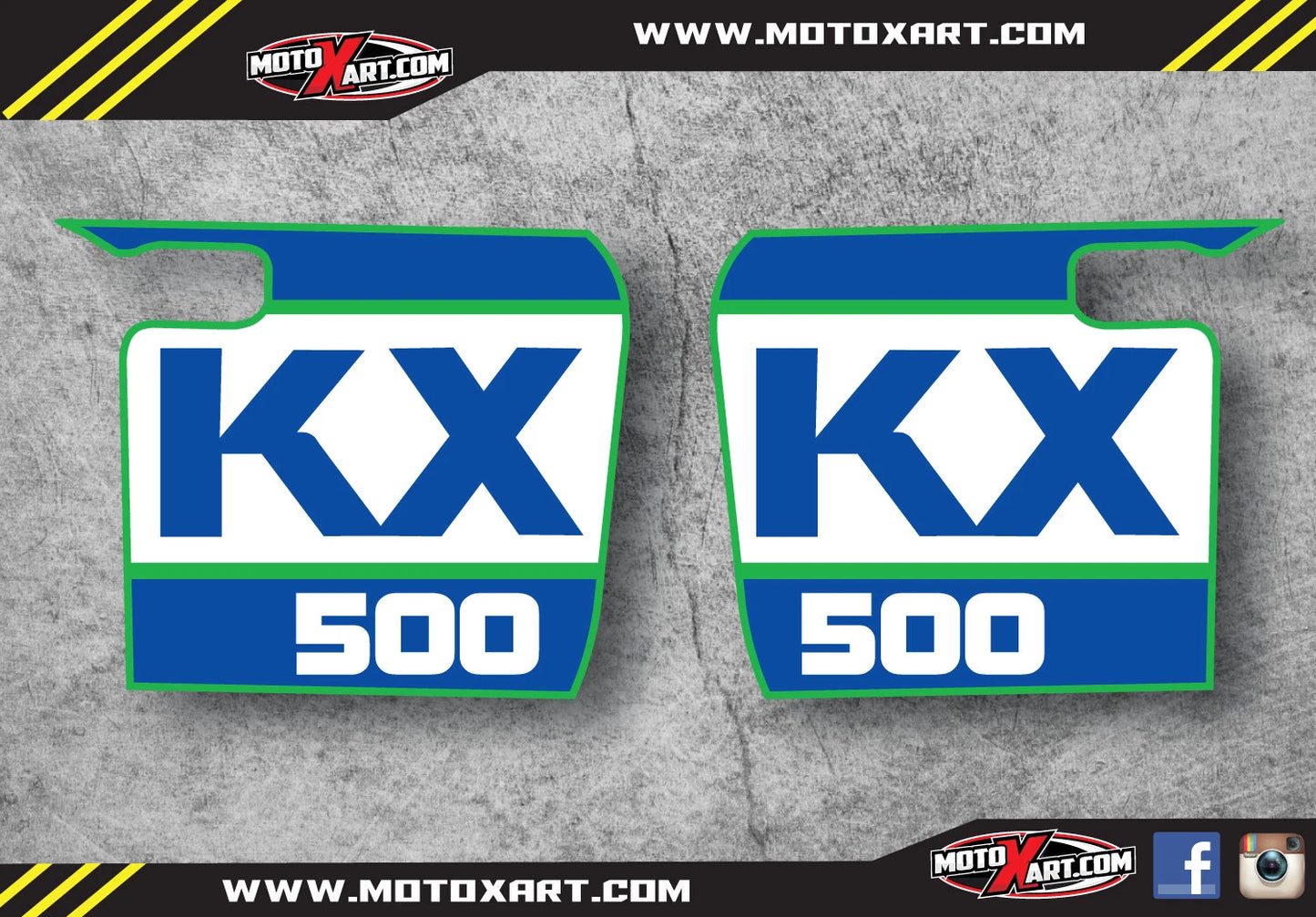 Kawasaki KX 500 Retro Style Tank Radiator Stickers Decals (1988-2004)