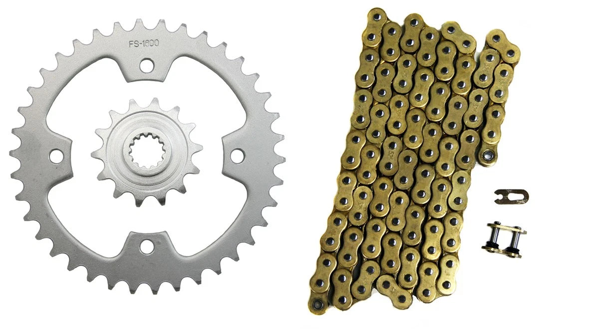 Gold 520x94 Drive Chain & 14/38 Sprockets for Kawasaki KFX450R (2008–2014)