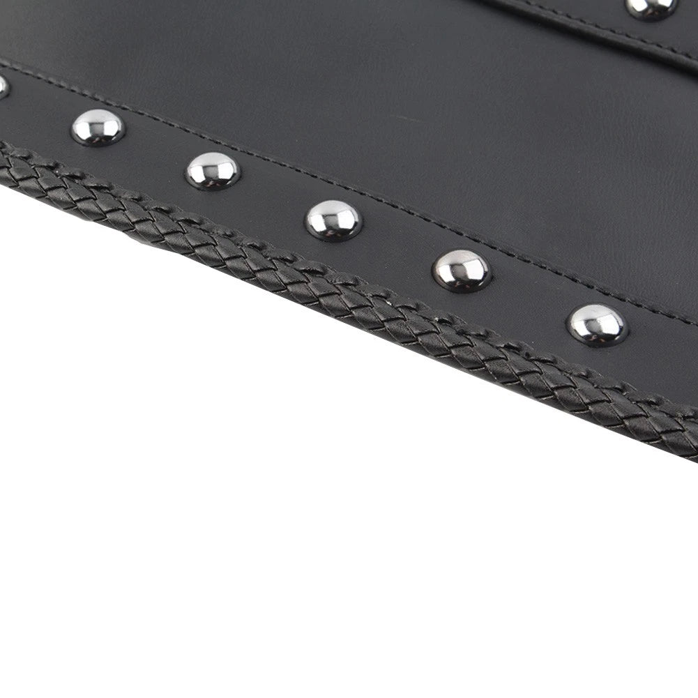 Black PU Leather Rivet Rear Fender Bib Solo Seat for Harley Softail (1984-2006)