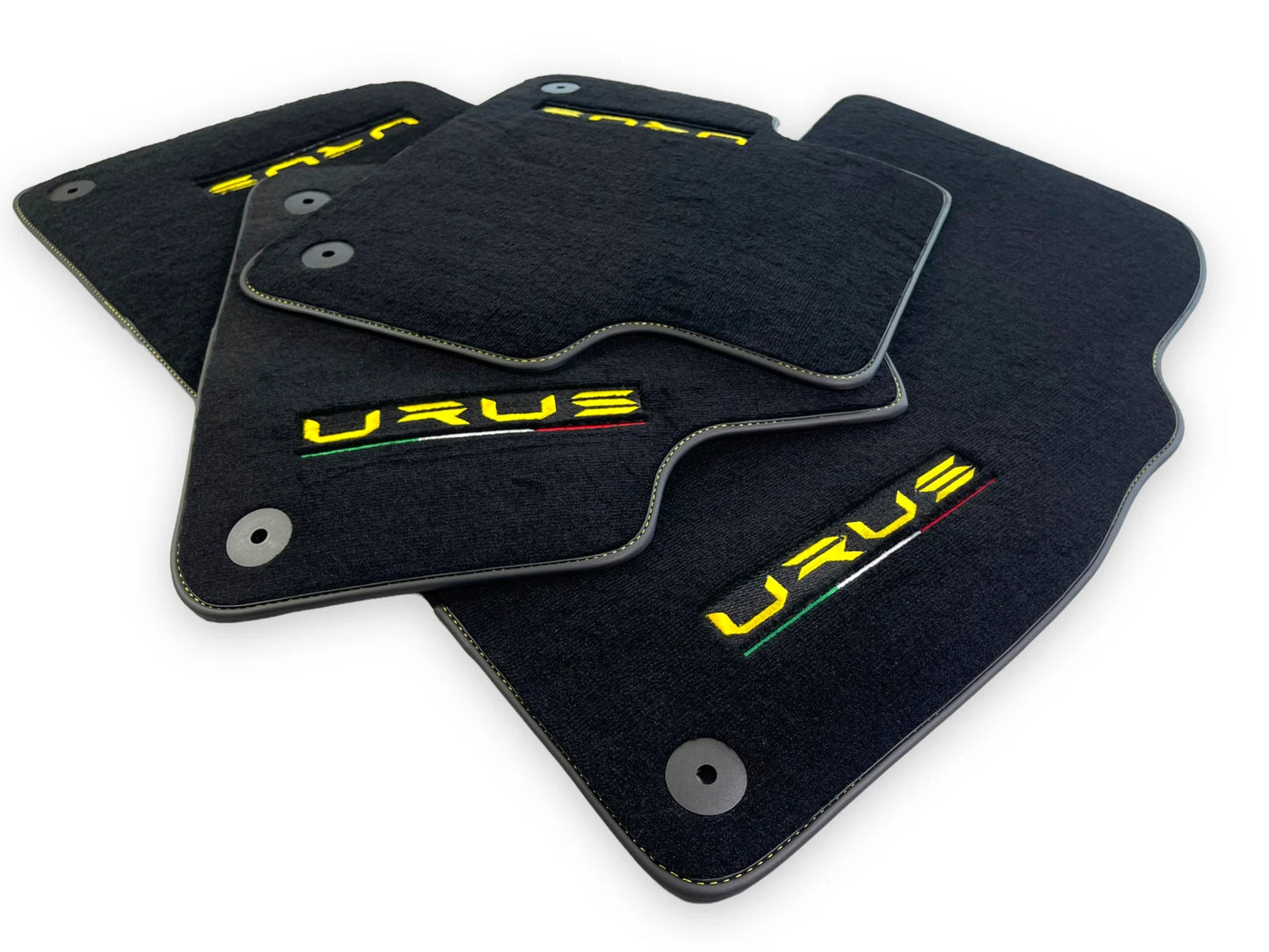 Floor Mats for Lamborghini Urus 2018-2024 Black Carpets with Yellow Stitching