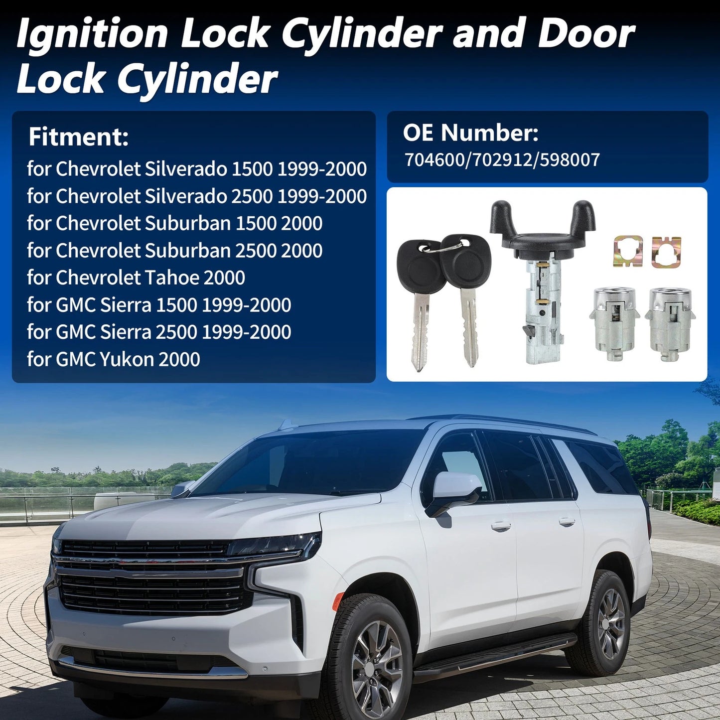 Ignition Lock Cylinder & Door Lock for Chevy Silverado 1500