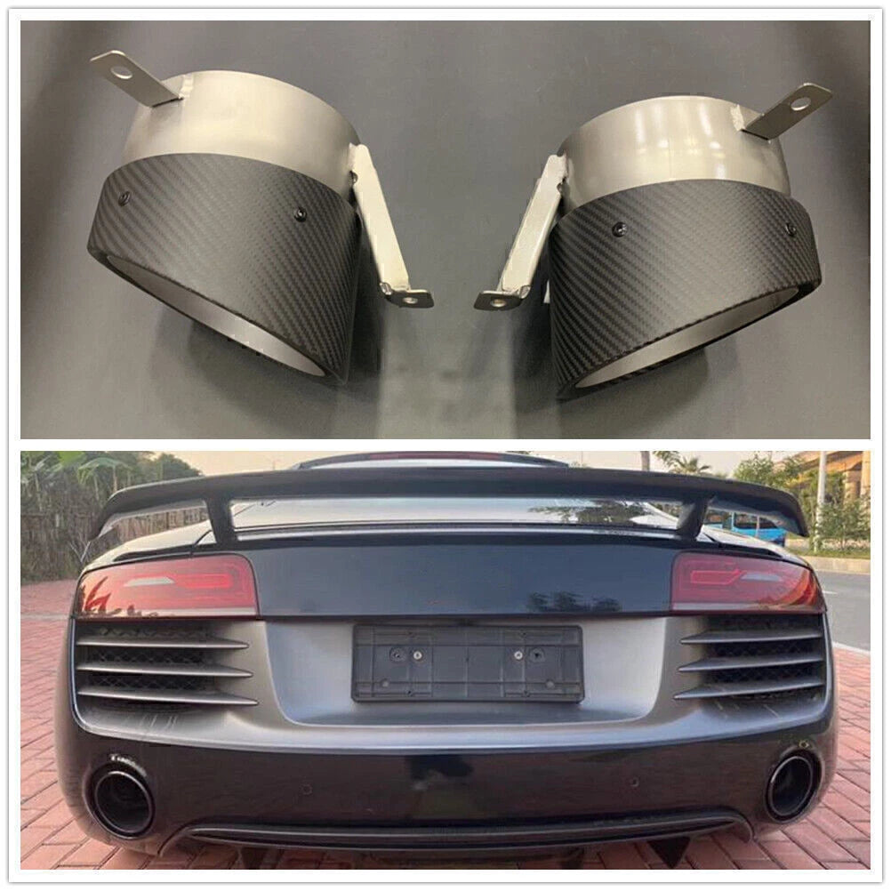 Rear Exhaust Tips 2 x Carbon Fiber for Audi R8 (2013-2015)