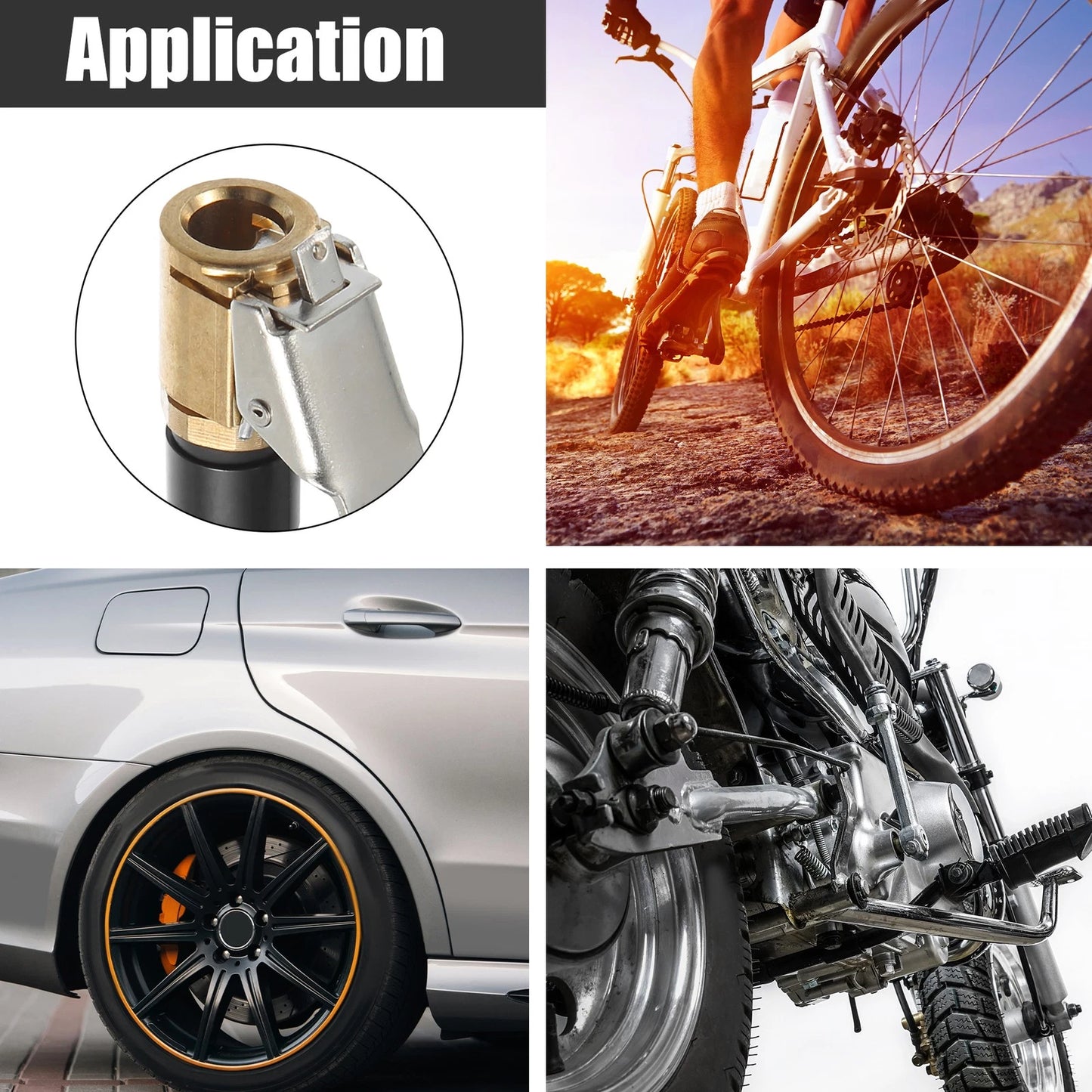 100cm 39.37" Tire Inflator Hose Air Chuck for Car Motorcycle