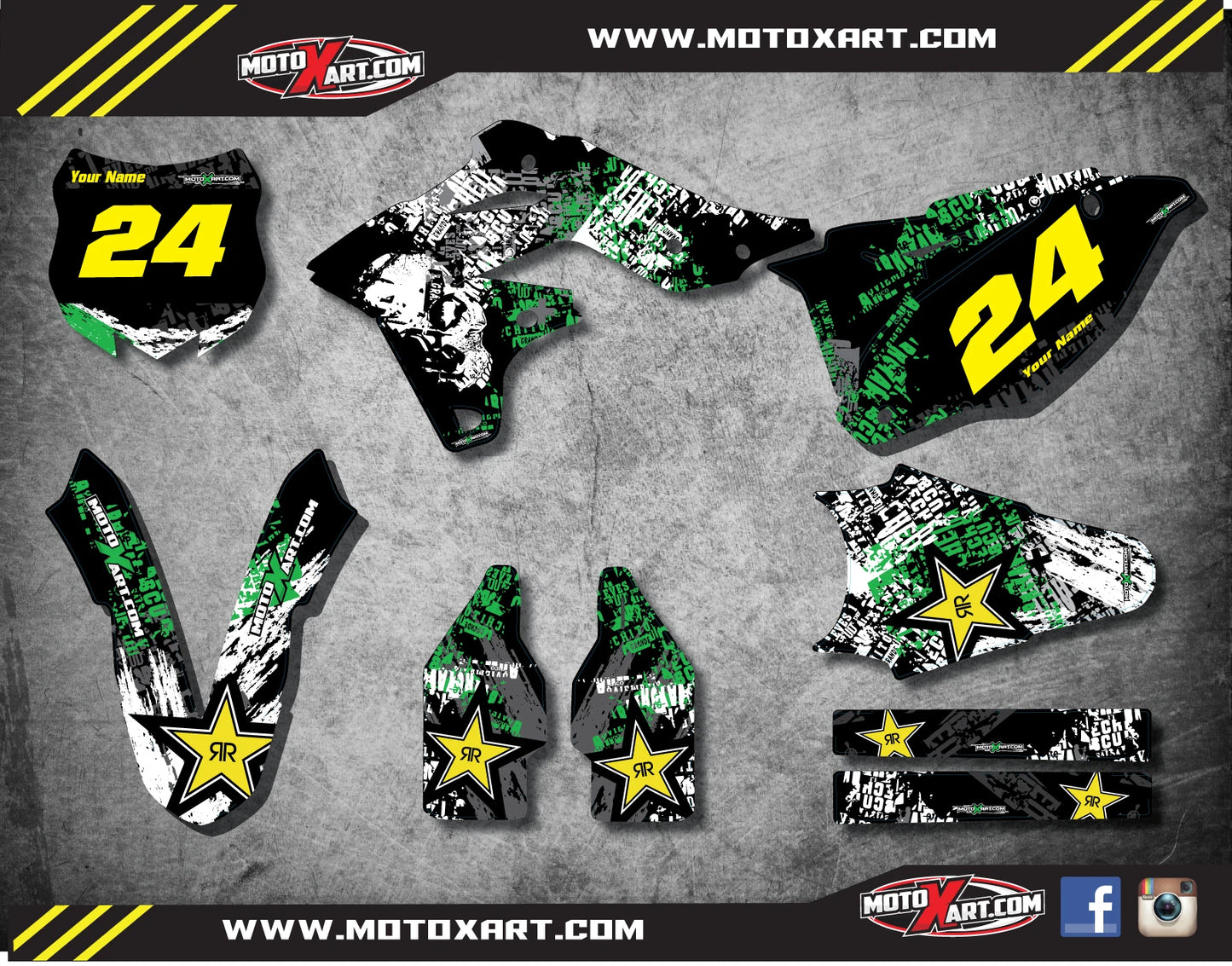 Full Graphics Kit for KXF 250 2013-2016 - GRAFFITI Style Custom Decals