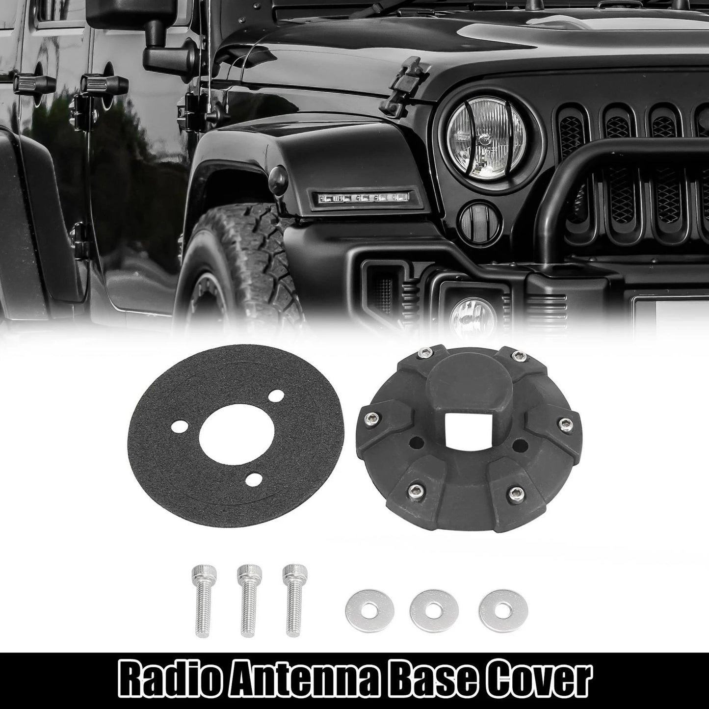 Antenna Base Cover Mount Kit for Jeep Wrangler JK JKU JL JLU JT (2007-2023)
