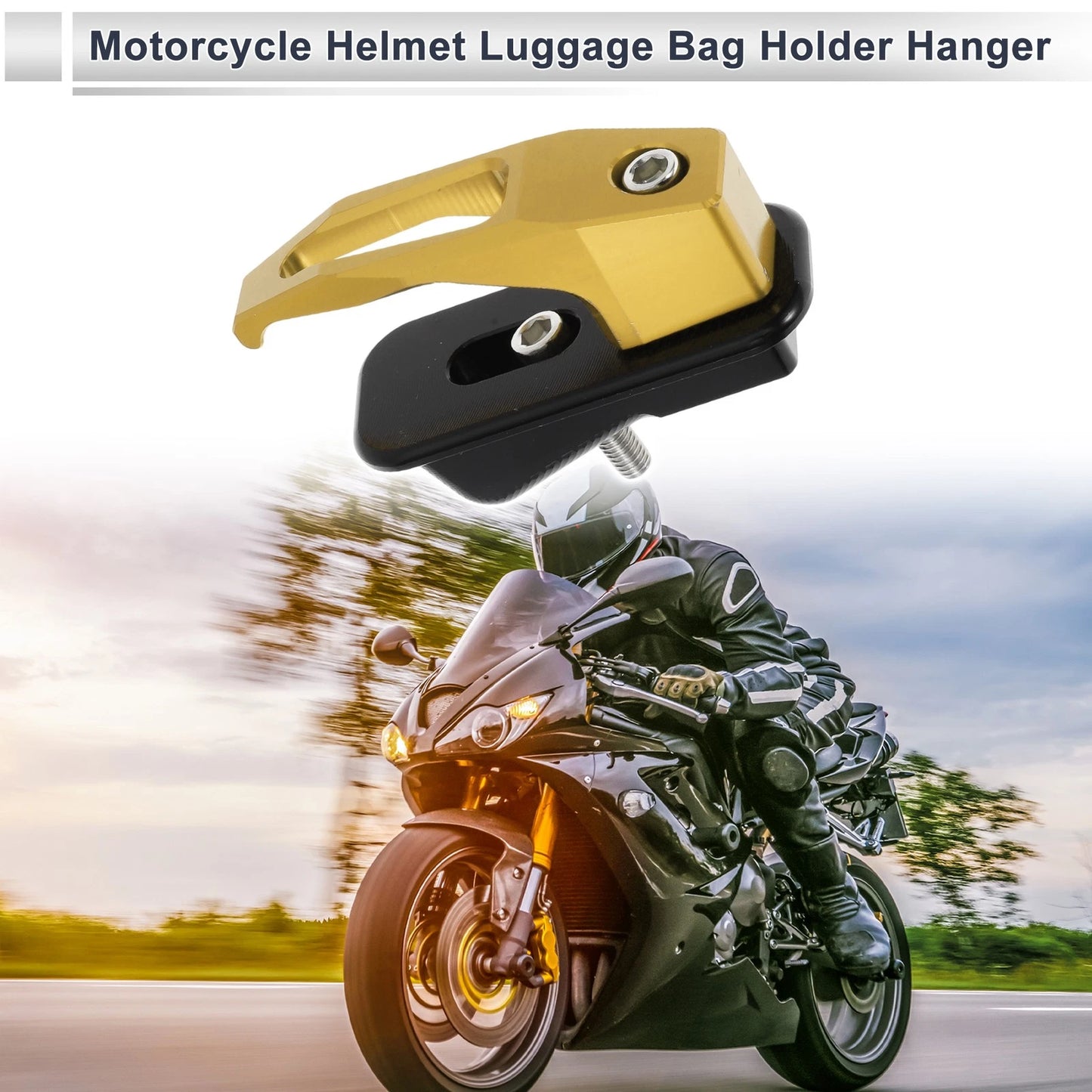 Square Aluminum Alloy Motorcycle Hanging Hook / 1 Set / Gold Tone 78mm Len