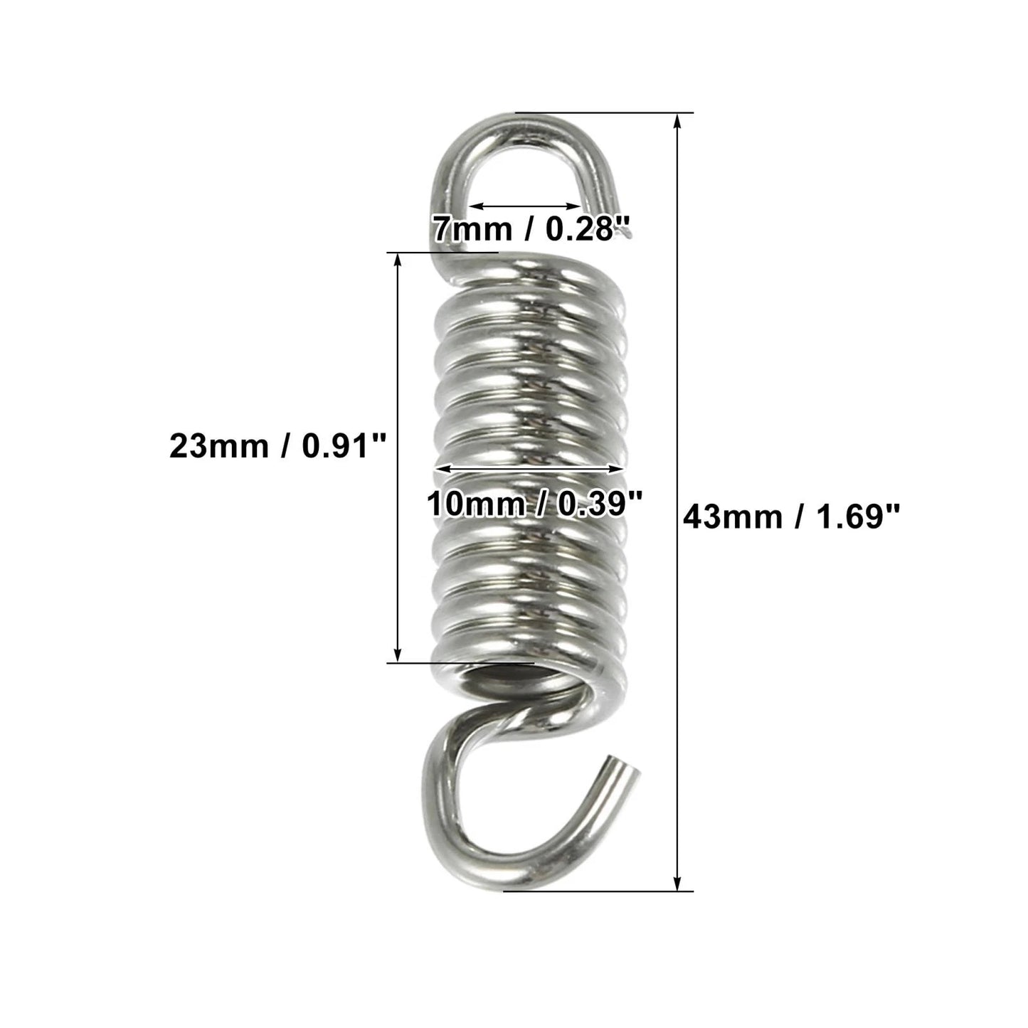 Exhaust Pipe Spring Hook 43mm 1.69" Stainless Steel Silver Tone for Motorcycles