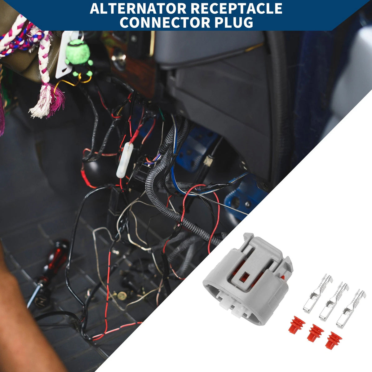 3 Pin Alternator Receptacle Connector Plug Female Wire Terminal for Toyota 1 Set