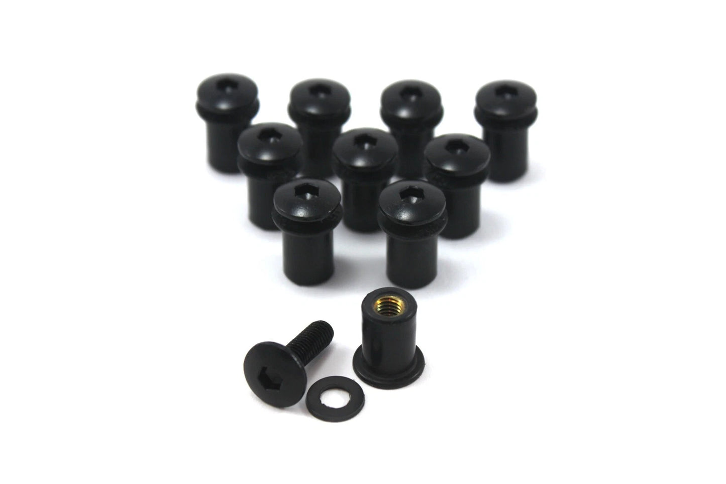 10x Nero Parabrezza Moto Bulloni Dadi Benne for Suzuki