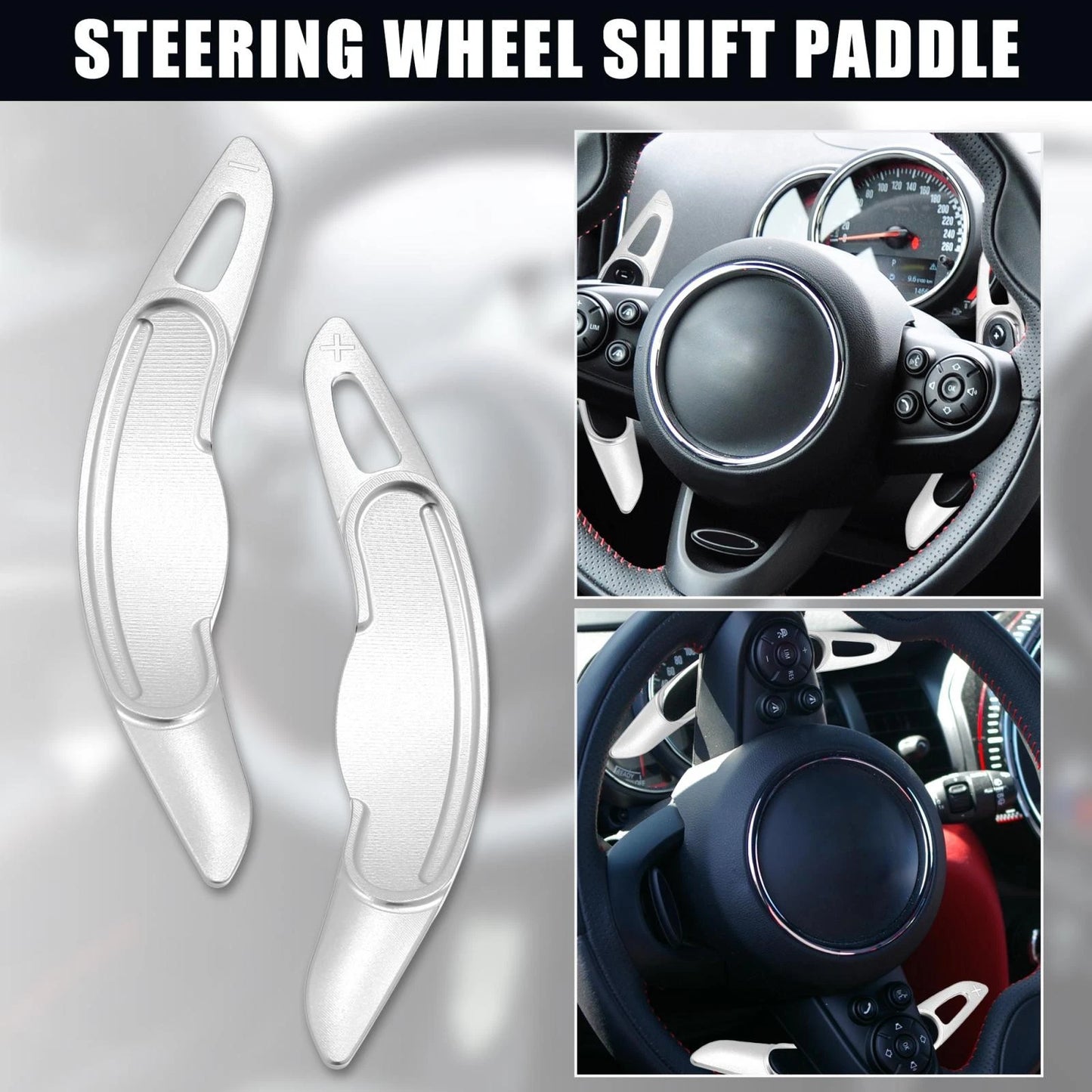 Silver Tone Steering Wheel Shift Paddle Extender for BMW Mini Cooper