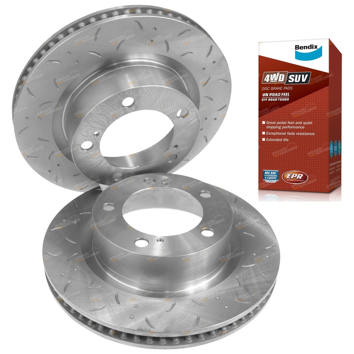 Front Slotted Disc Brake Rotors & 4WD Pads for Landcruiser 200 (2007–2021)