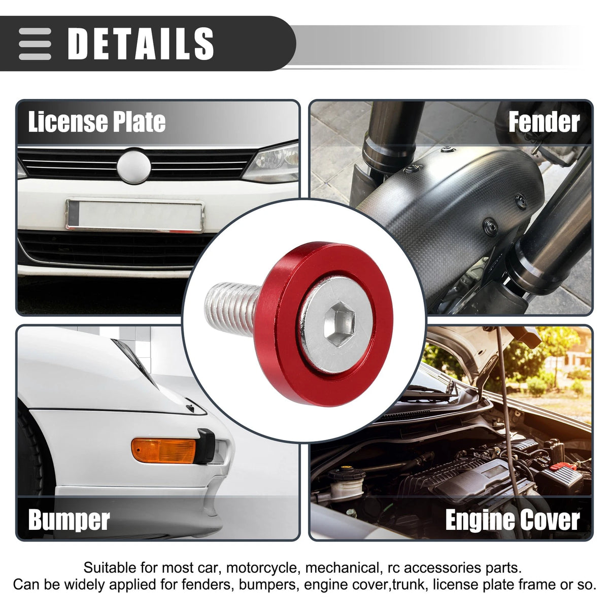 1 Finishing Countersunk Washers Dress Up Tool for Car Motorcycle Red