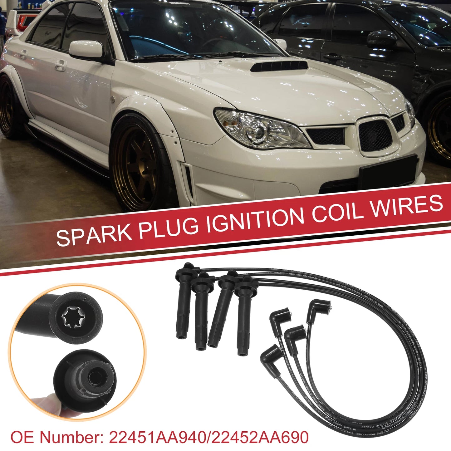 4 x Spark Plug Wire Ignition Coil Cables for Subaru Legacy (2006-2009)