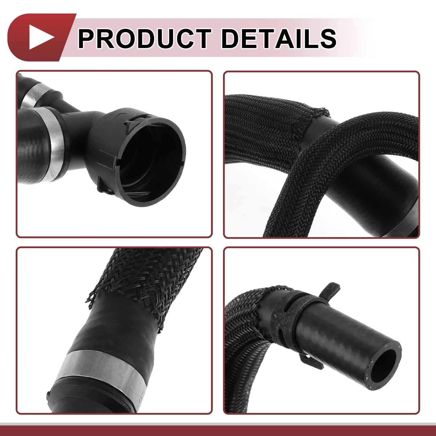 Radiator Hose for Land Rover LR2 3.2L (2008-2012) Rubber Black 1 Pc