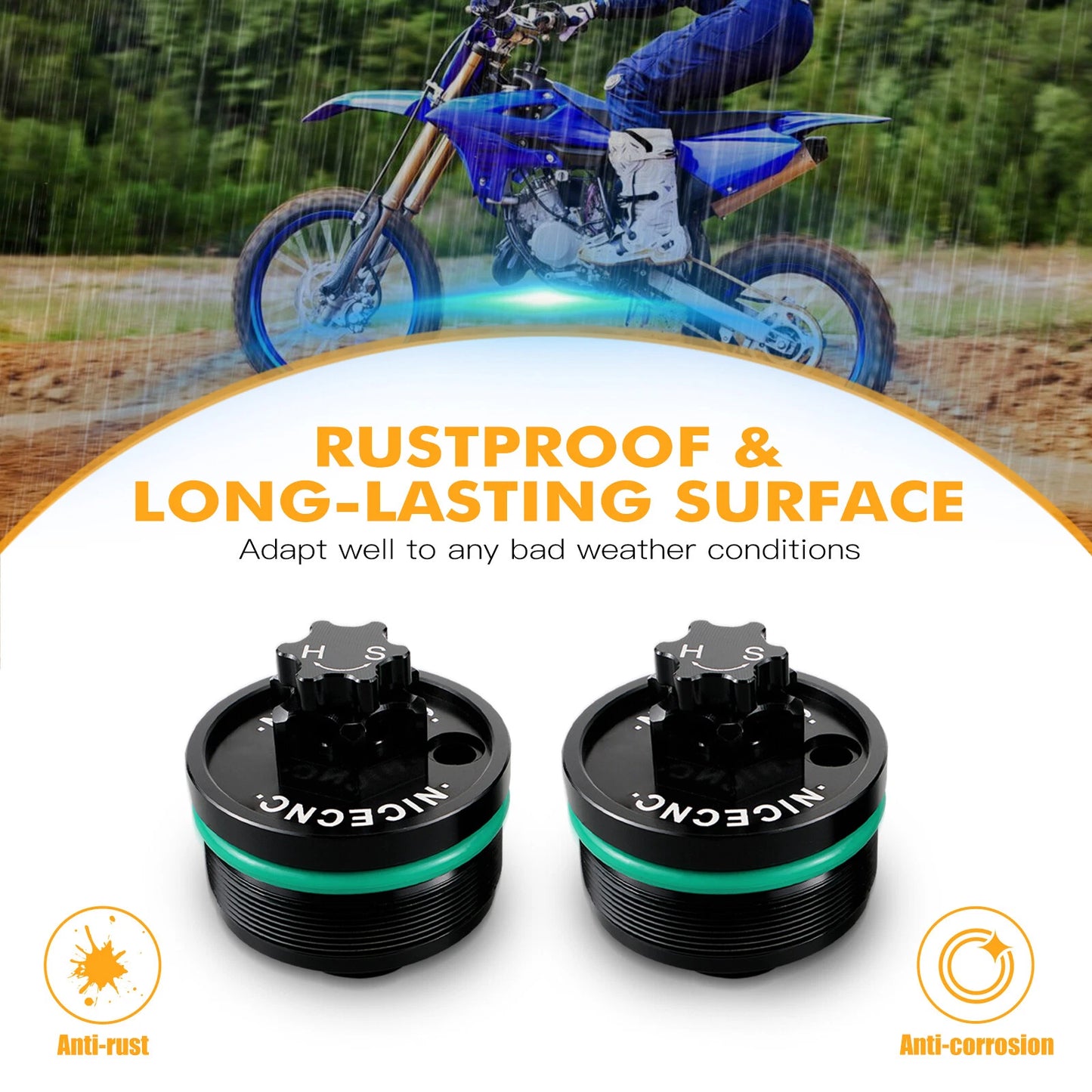 Front Fork Top Caps Cover for Yamaha YZ80 (1995-2001), YZ85 (2002-2018) Black