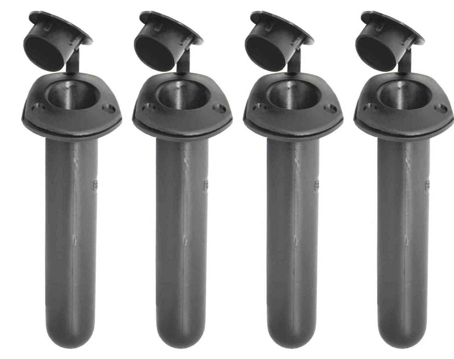 4 Fishing Rod Holders for Boats Recessed Black with Drain Holes
