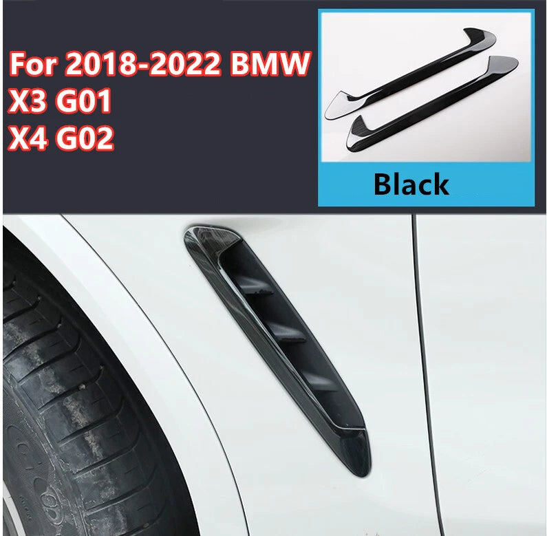 2 x Black Front Side Fender Vent Cover Trim for BMW X3 G01/X4 G02 (2018-2022)