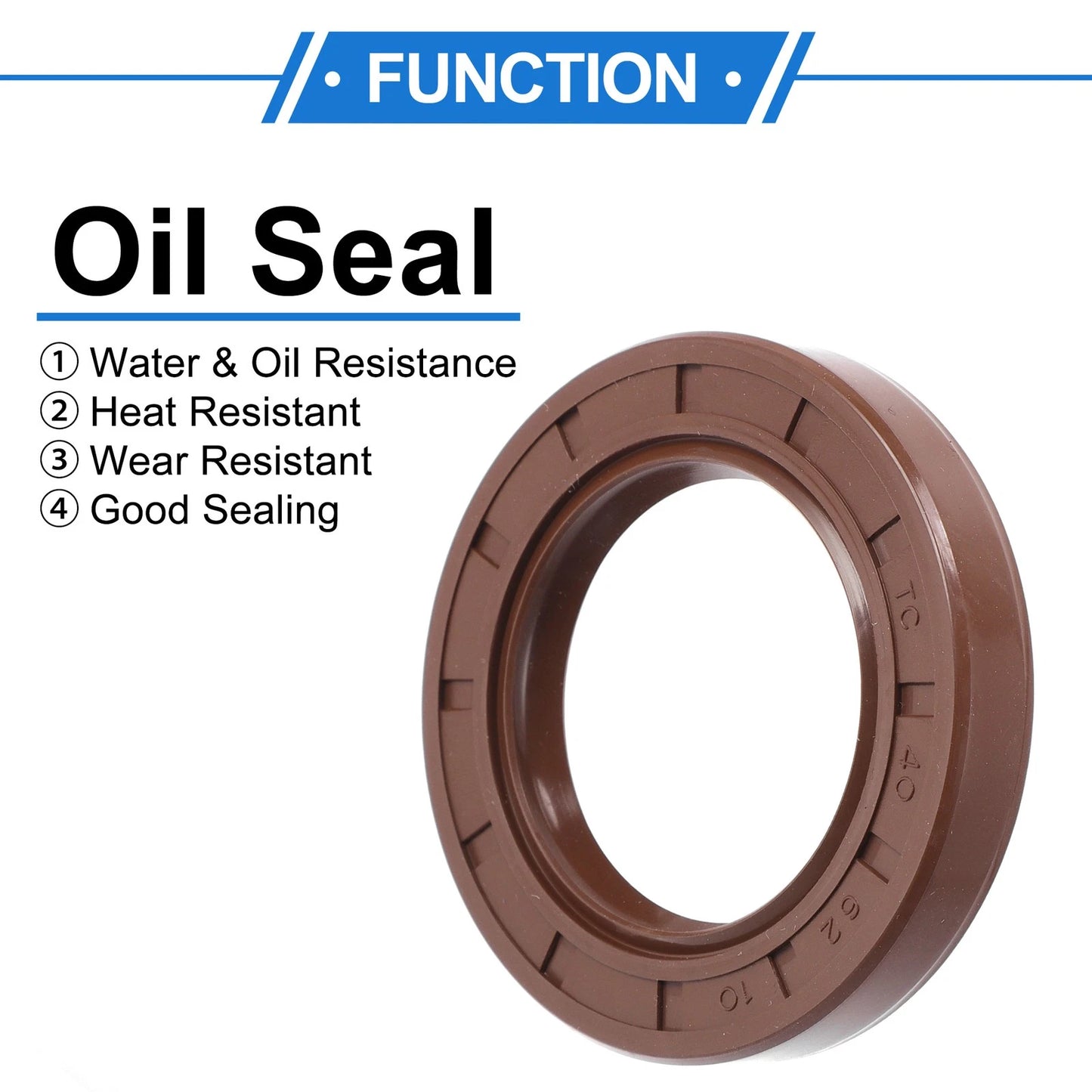 Oil Seal 40x62x10mm Seal Ring Rotary Shaft Seal FKM Rubber Brown 2 x