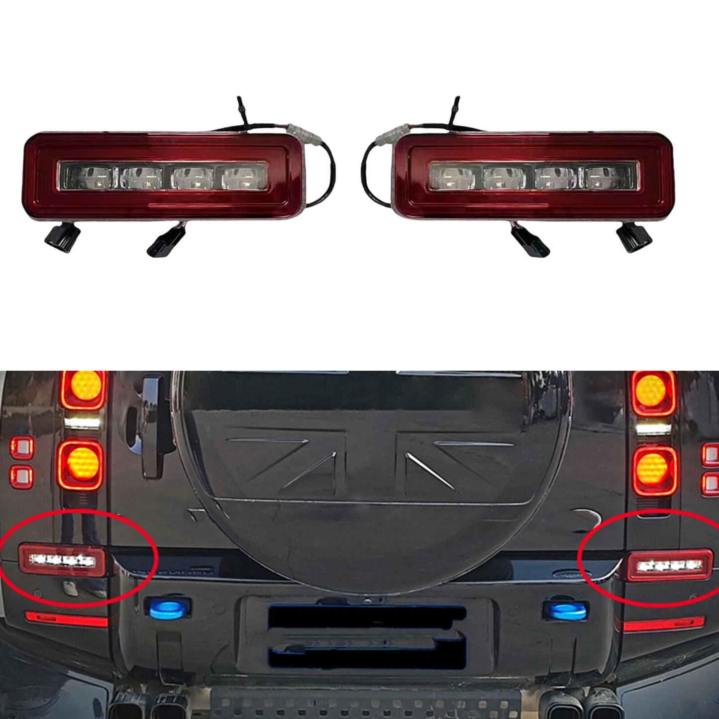 Red Rear Bumper Brake Light for Land Rover Defender 90/110/130 (2020-2024)