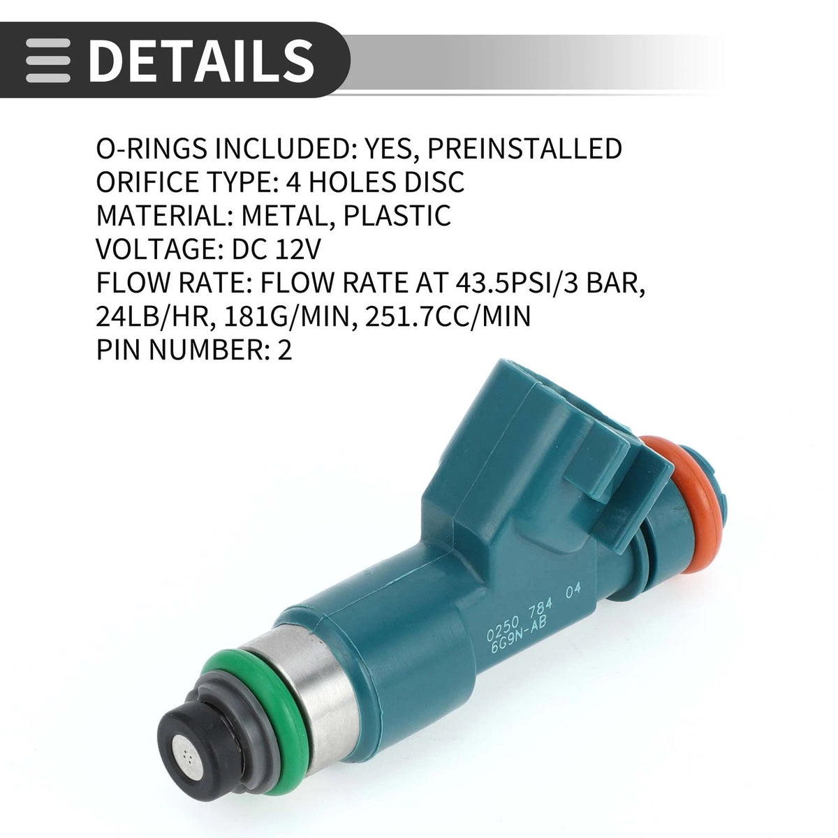 Fuel Injector No.LR001982 for Land Rover LR2 HSE (2008-2012) 1 Pc