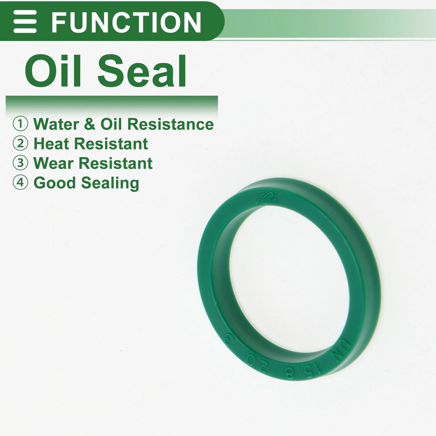 Oil Seal 15.8x20x3mm TPU Rotary Shaft Seal High Pressure Green 5 pcs